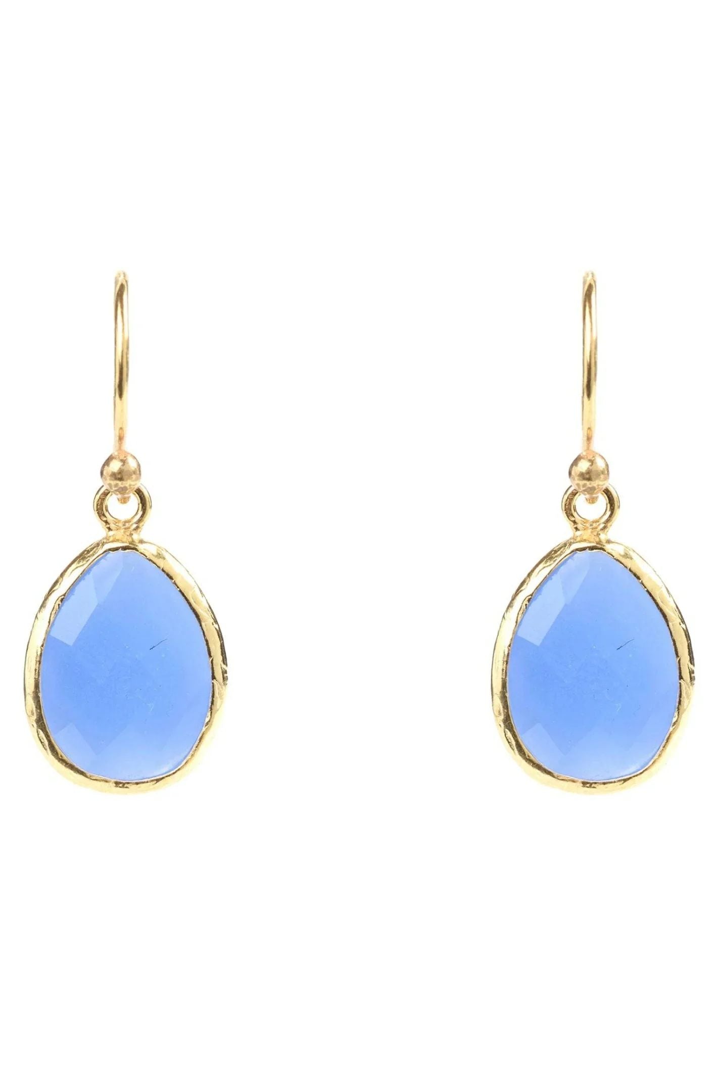 Petite Drop Earrings Dark Blue Chalcedony Gold - LATELITA Earrings