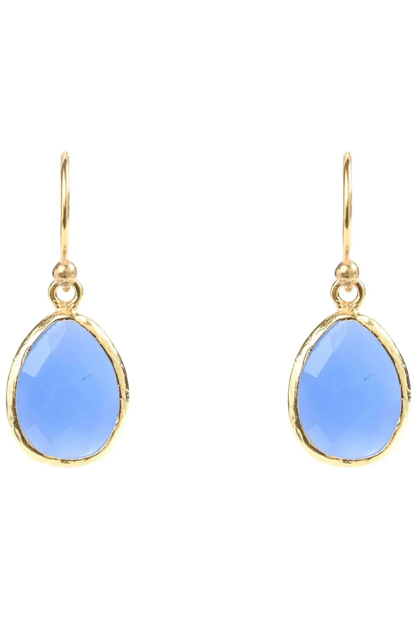 Petite Drop Earrings Dark Blue Chalcedony Gold - LATELITA Earrings