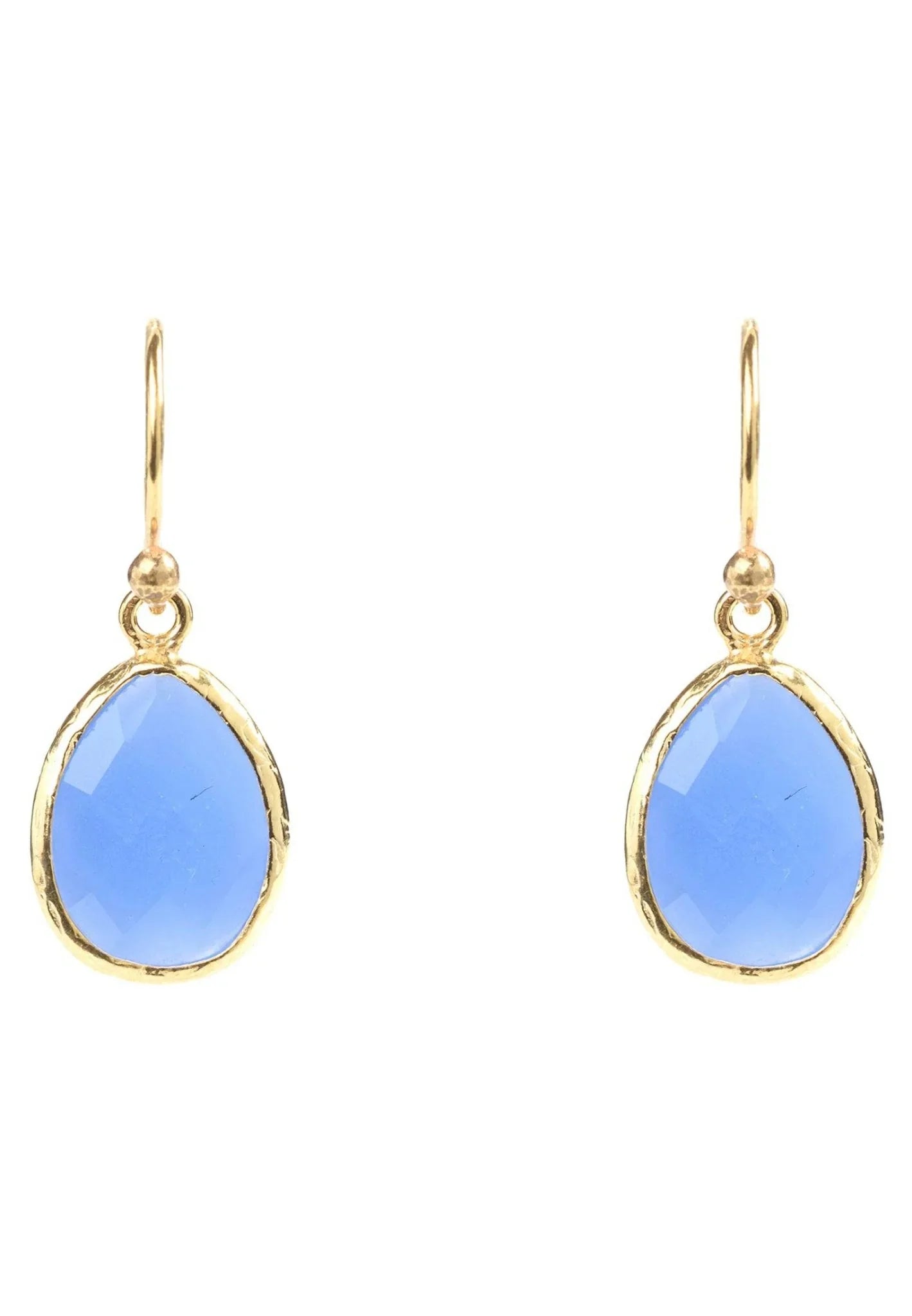 Petite Drop Earrings Dark Blue Chalcedony Gold - LATELITA Earrings