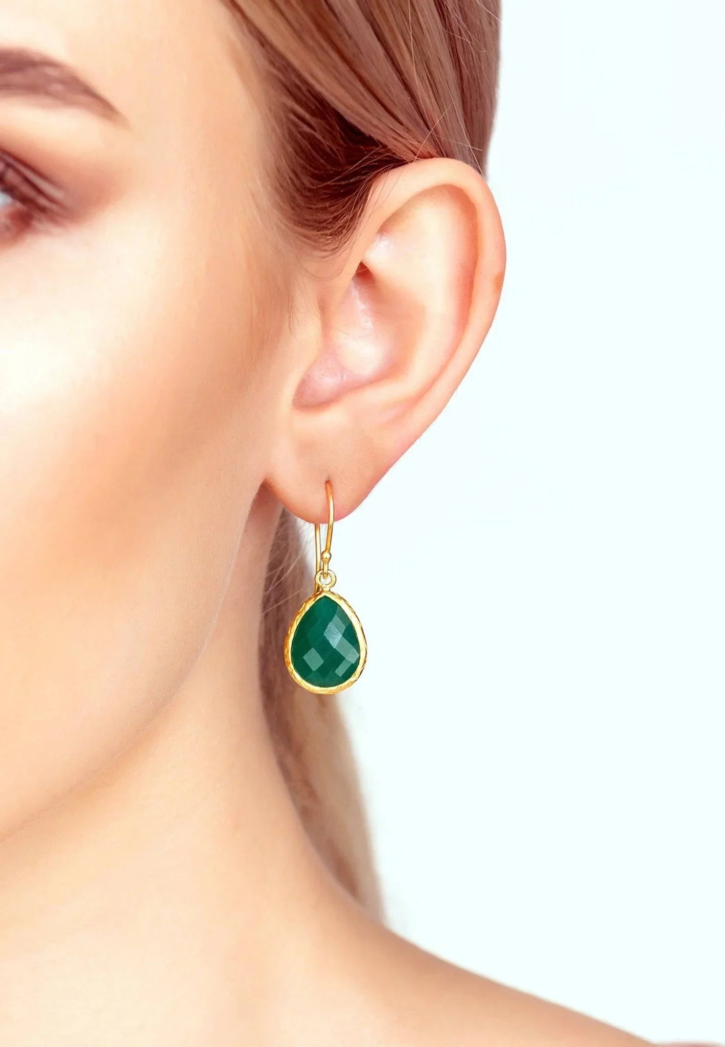 Petite Drop Earrings Green Onyx Gold - LATELITA Earrings