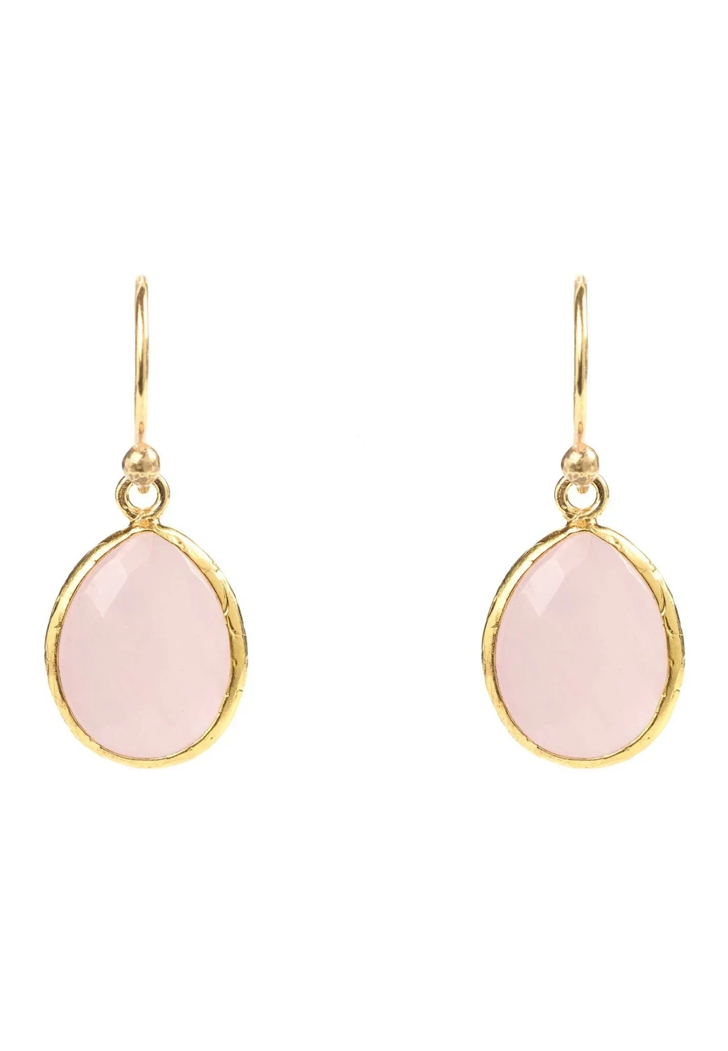 Petite Drop Earrings Rose Quartz Gold - LATELITA Earrings