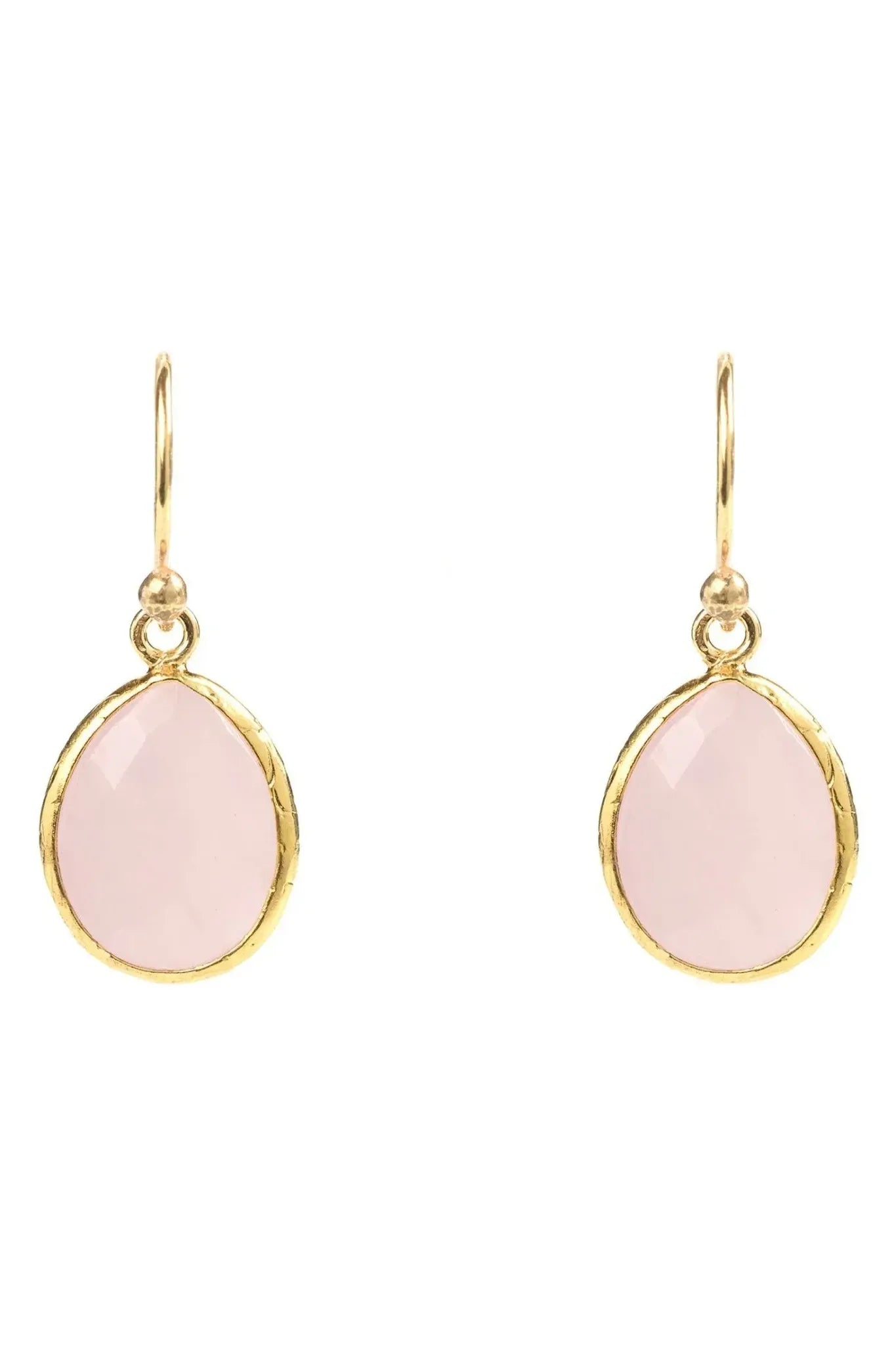 Petite Drop Earrings Rose Quartz Gold - LATELITA Earrings
