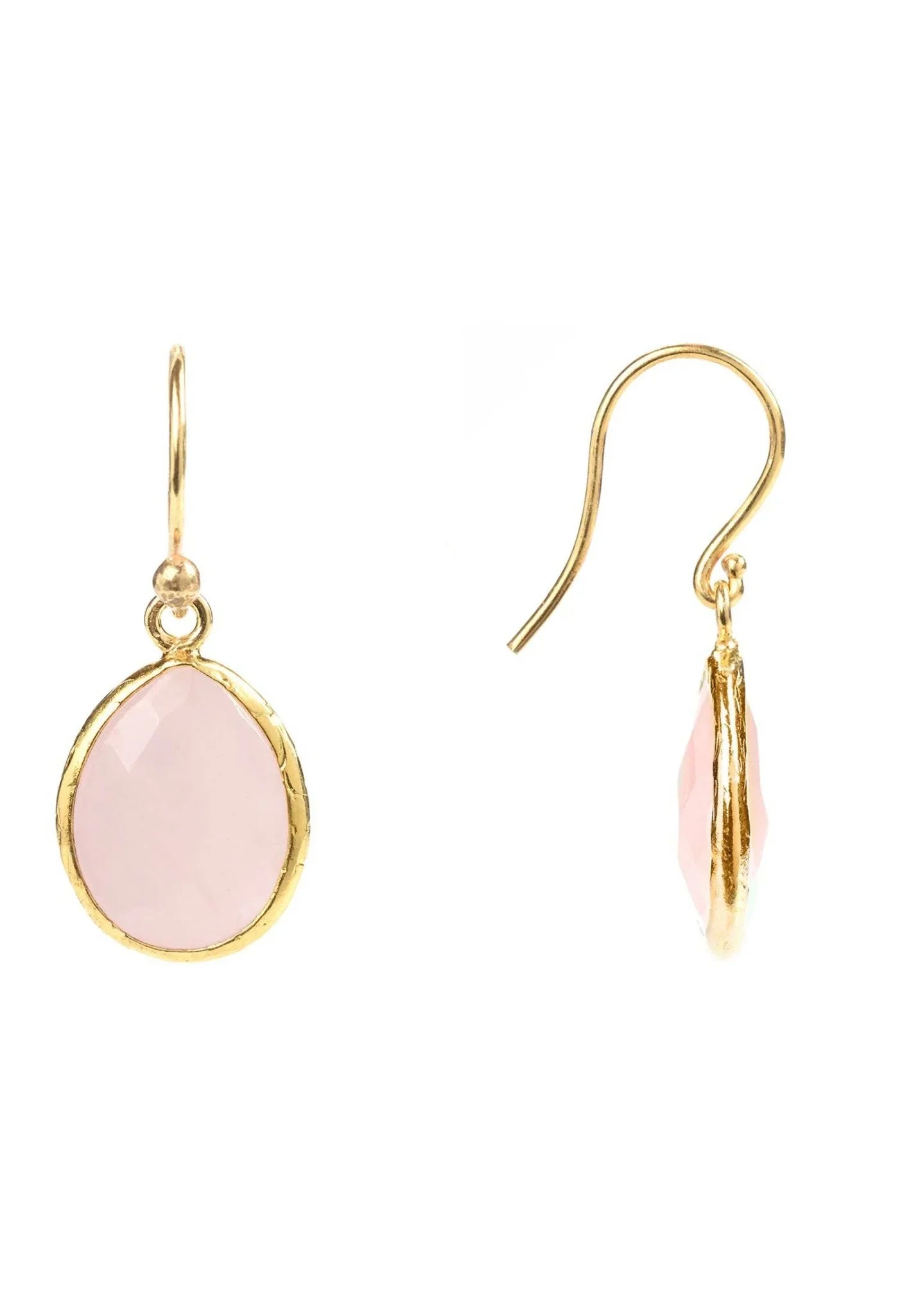 Petite Drop Earrings Rose Quartz Gold - LATELITA Earrings
