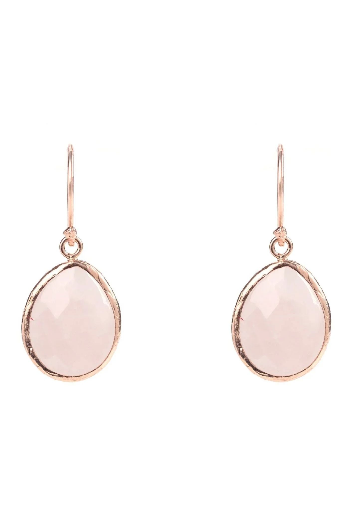 Petite Drop Earrings Rose Quartz Rosegold - LATELITA Earrings
