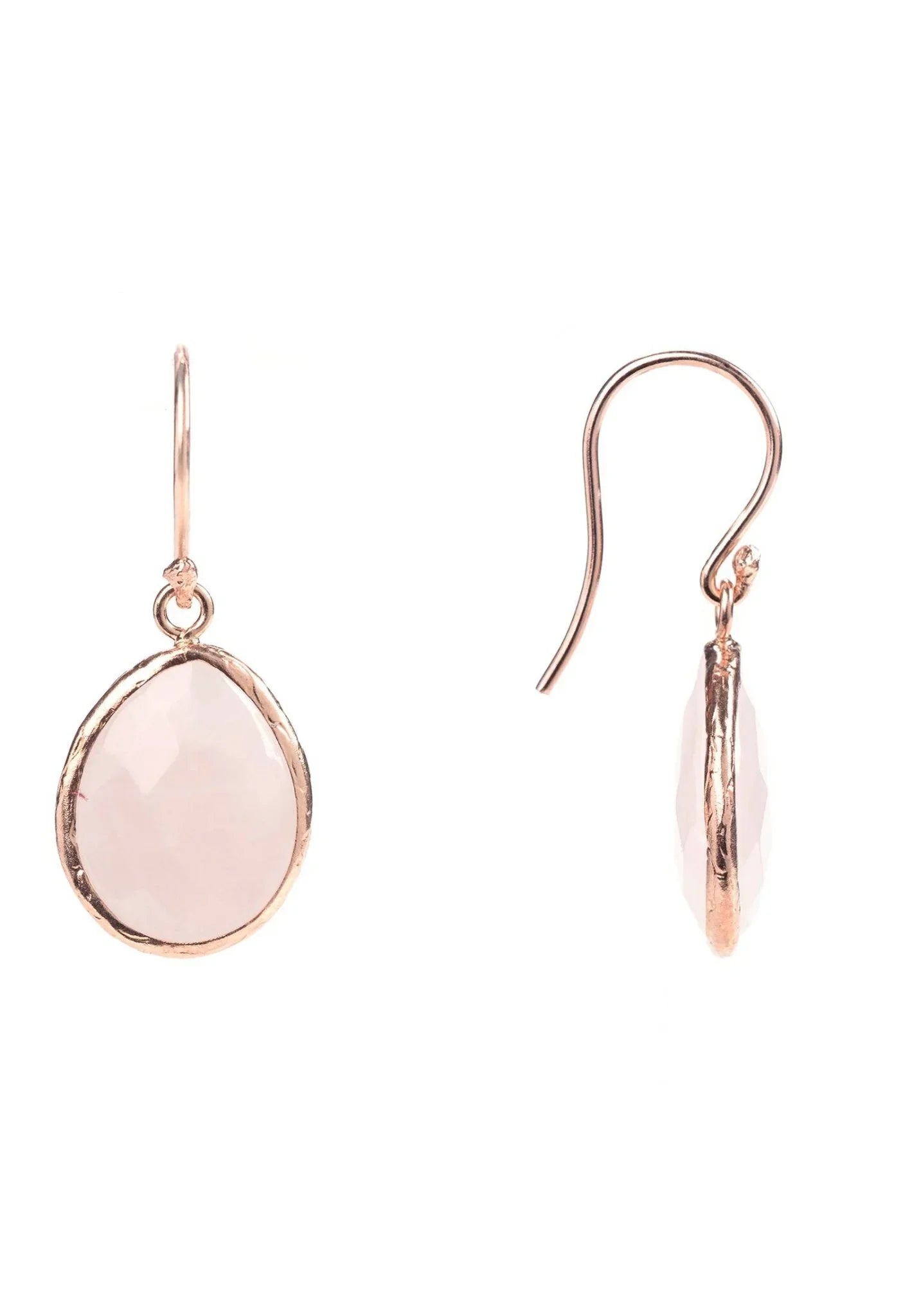 Petite Drop Earrings Rose Quartz Rosegold - LATELITA Earrings