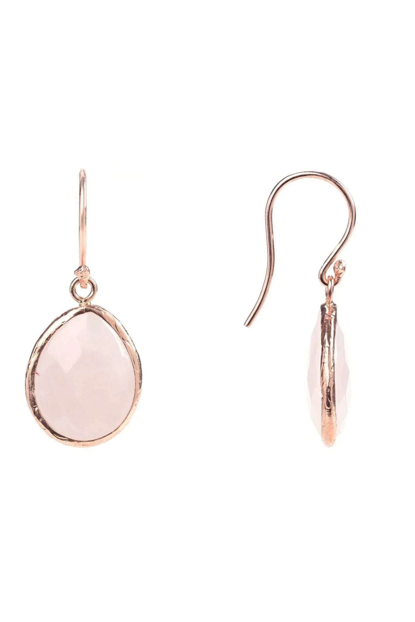 Petite Drop Earrings Rose Quartz Rosegold - LATELITA Earrings