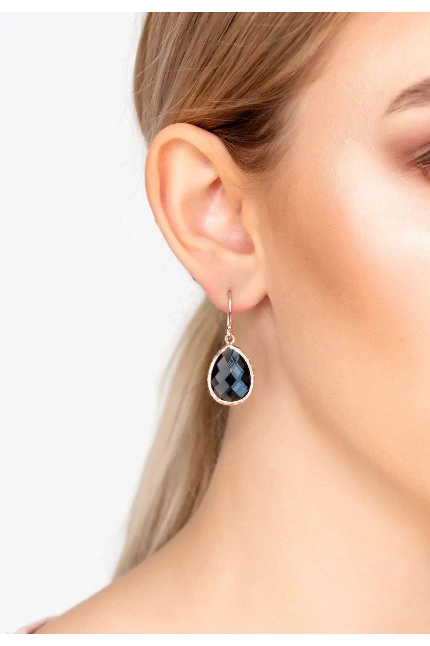 Petite Drop Earrings Sapphire Hydro Rosegold - LATELITA Earrings