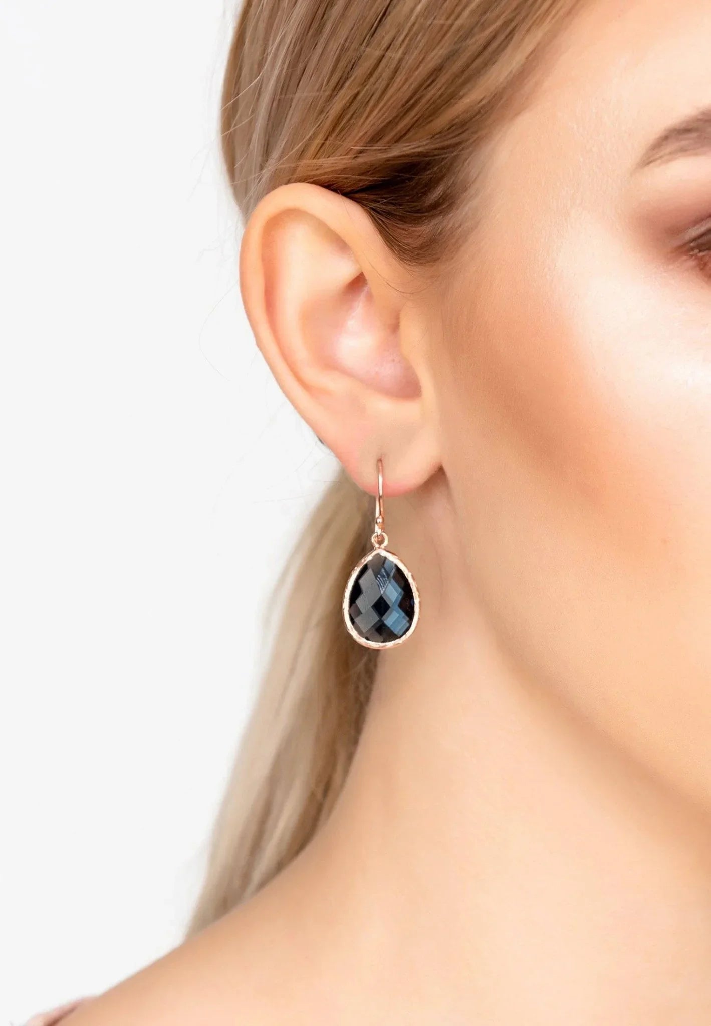 Petite Drop Earrings Sapphire Hydro Rosegold - LATELITA Earrings
