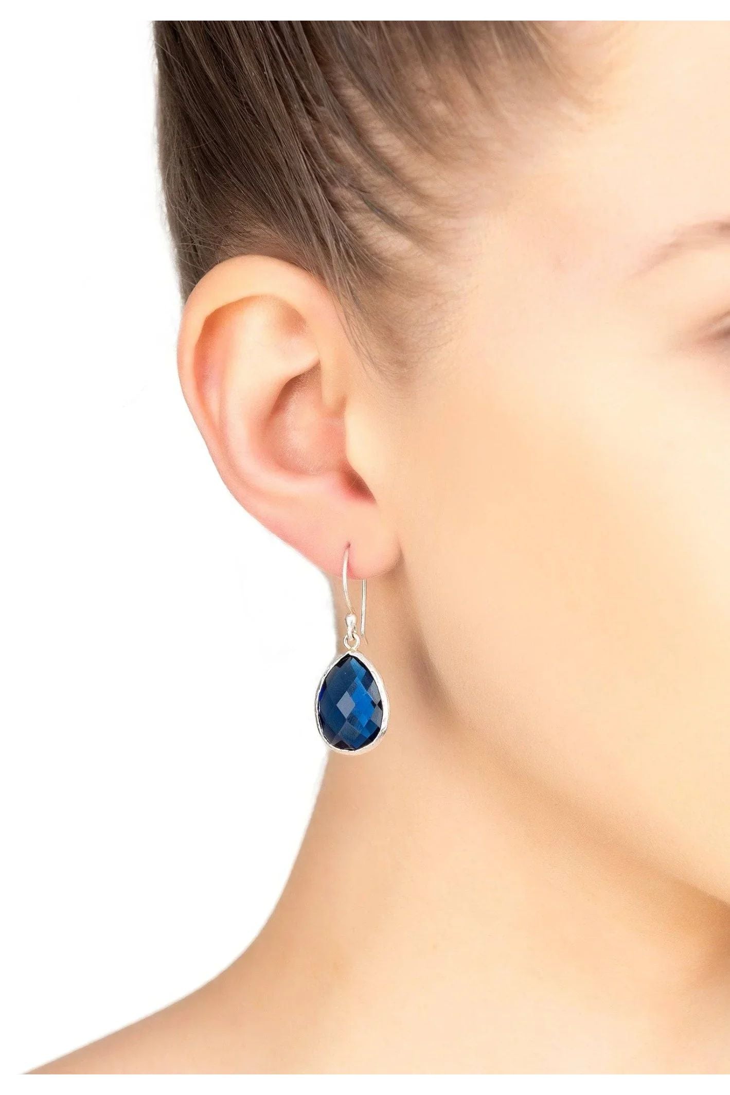 Petite Drop Earrings Sapphire Hydro Silver - LATELITA Earrings