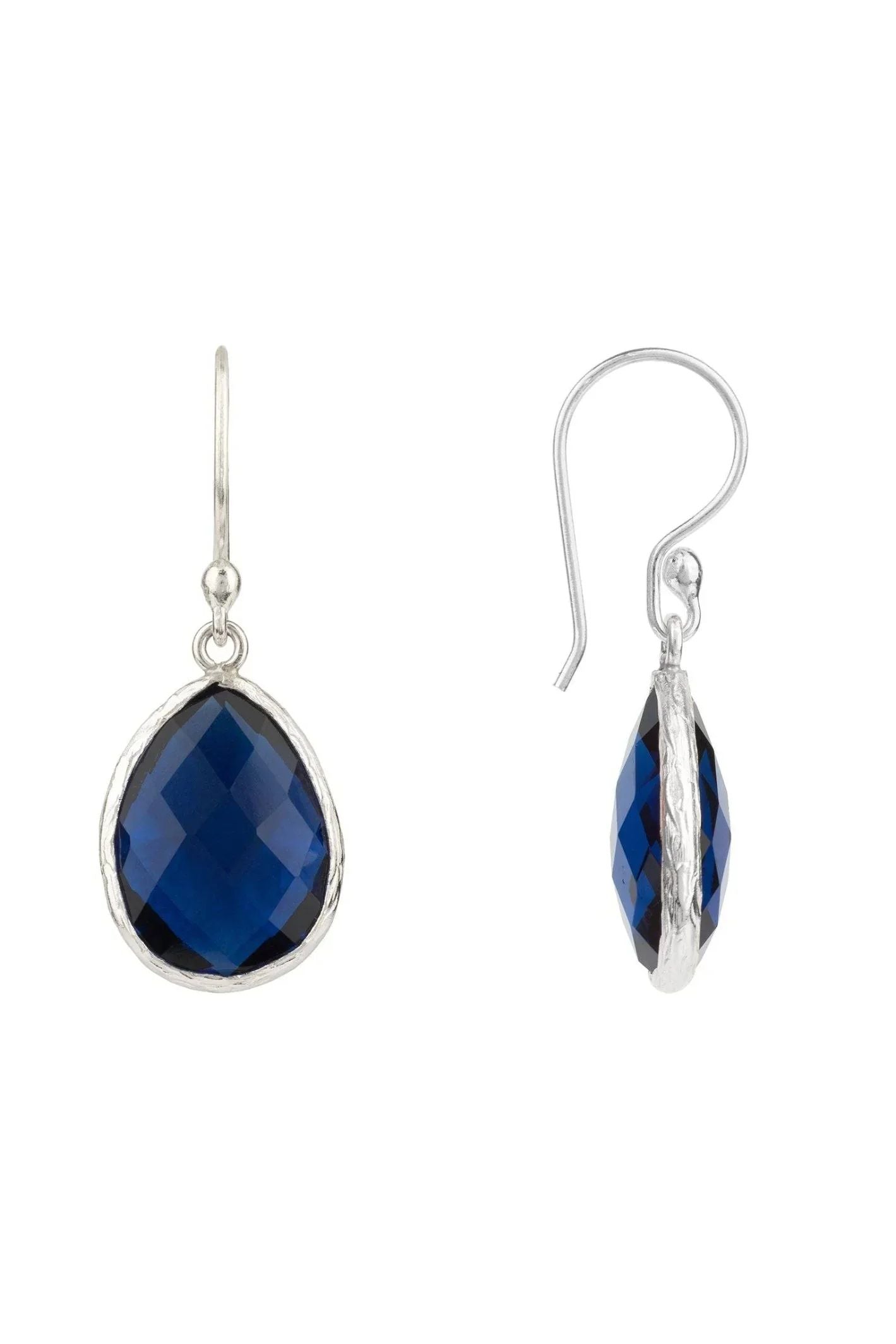 Petite Drop Earrings Sapphire Hydro Silver - LATELITA Earrings