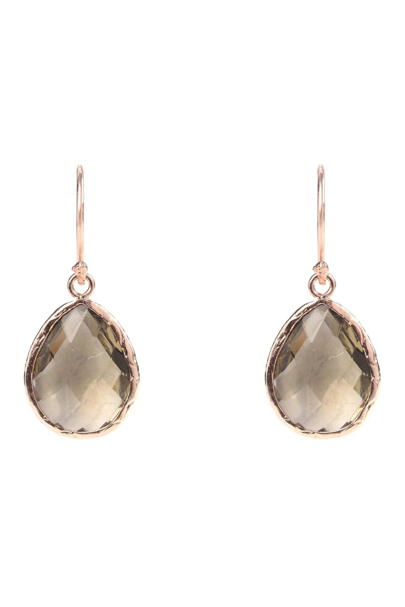 Petite Drop Earrings Smokey Quartz Rosegold - LATELITA Earrings