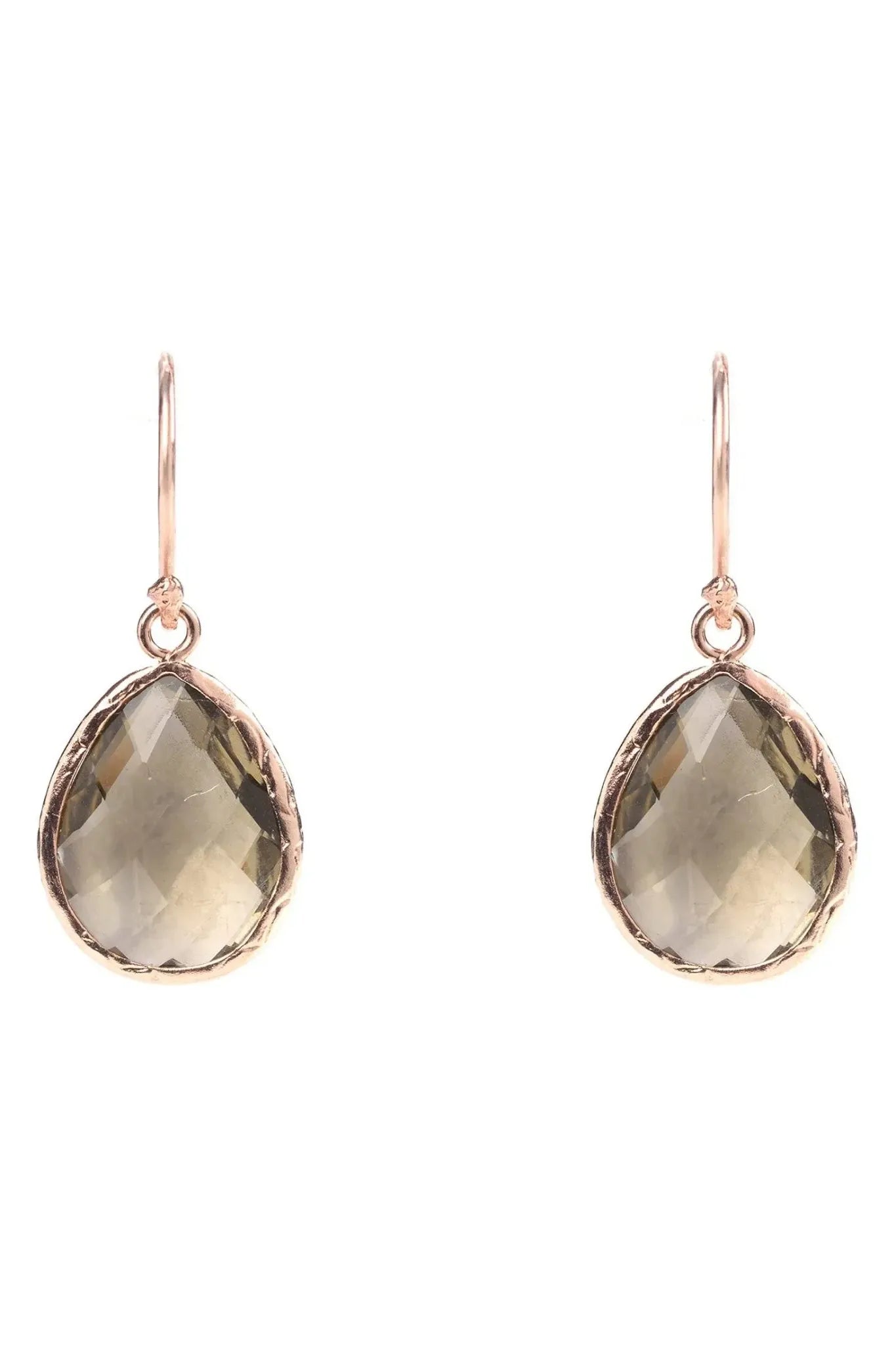Petite Drop Earrings Smokey Quartz Rosegold - LATELITA Earrings