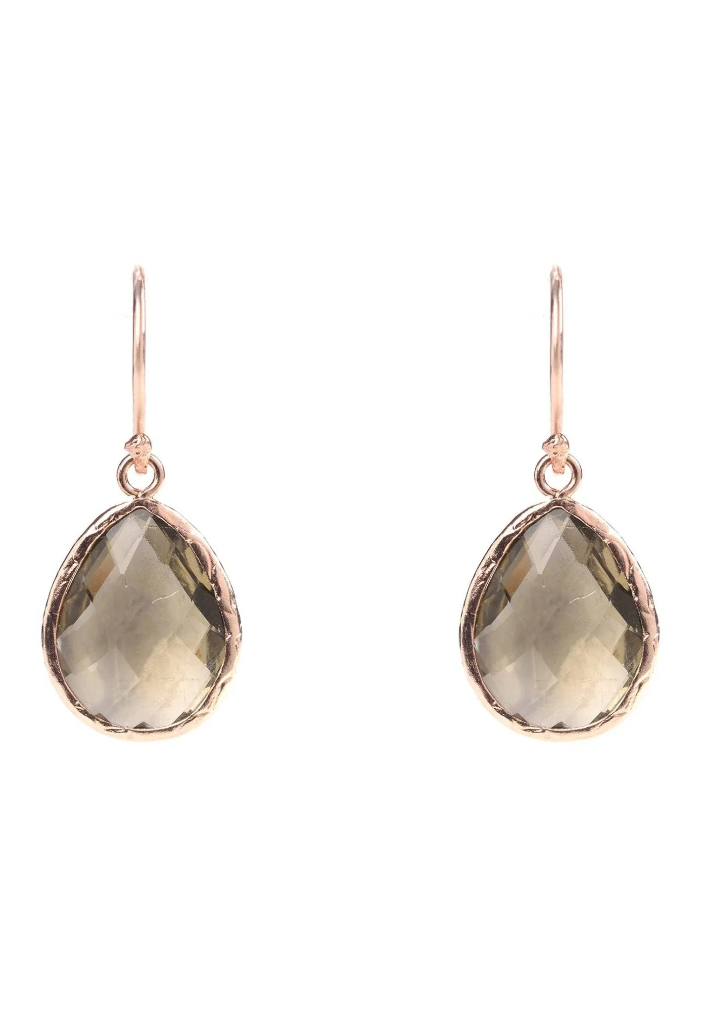 Petite Drop Earrings Smokey Quartz Rosegold - LATELITA Earrings