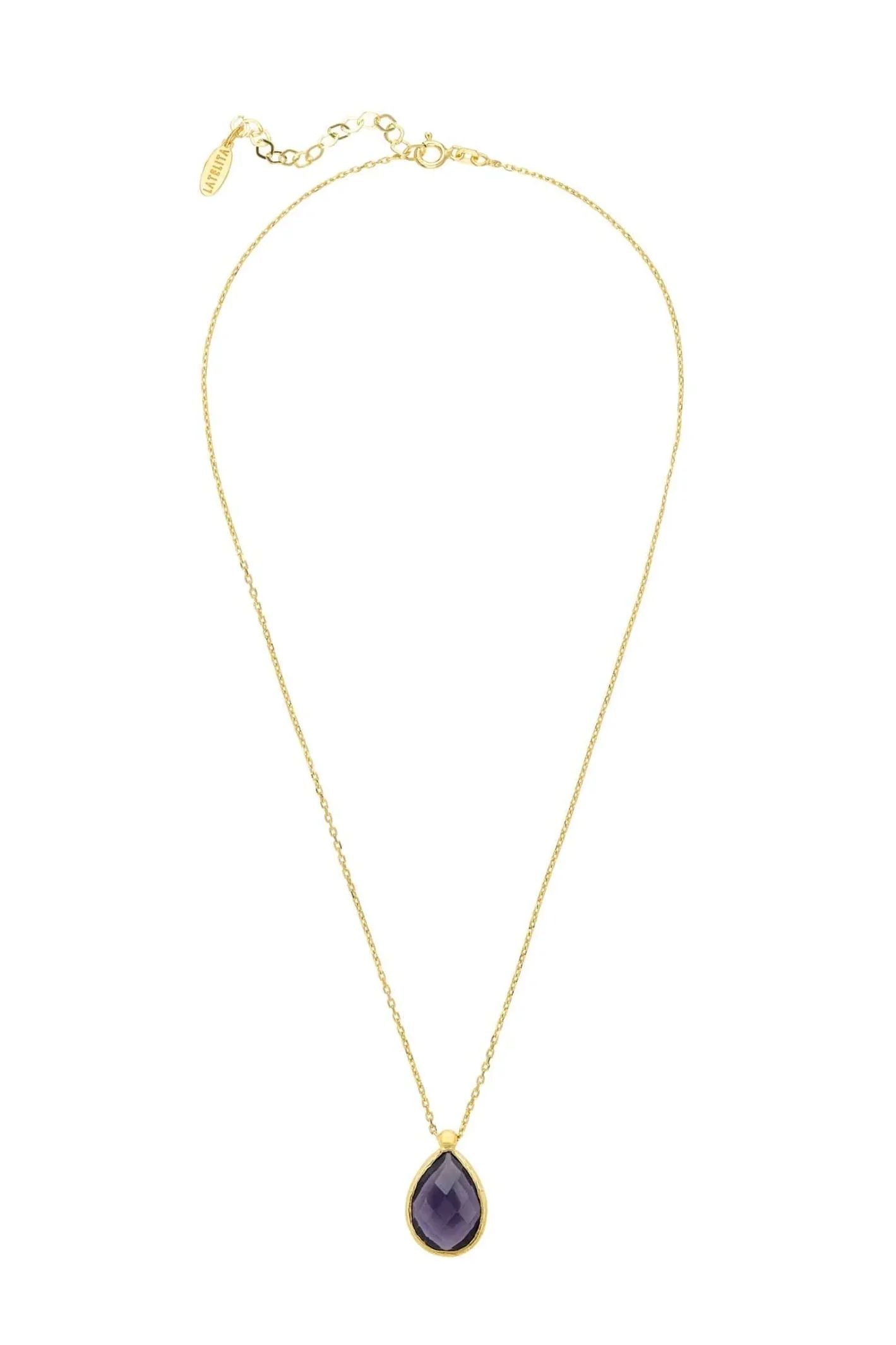 Petite Drop Necklace Gold Amethyst Hydro - LATELITA Necklaces