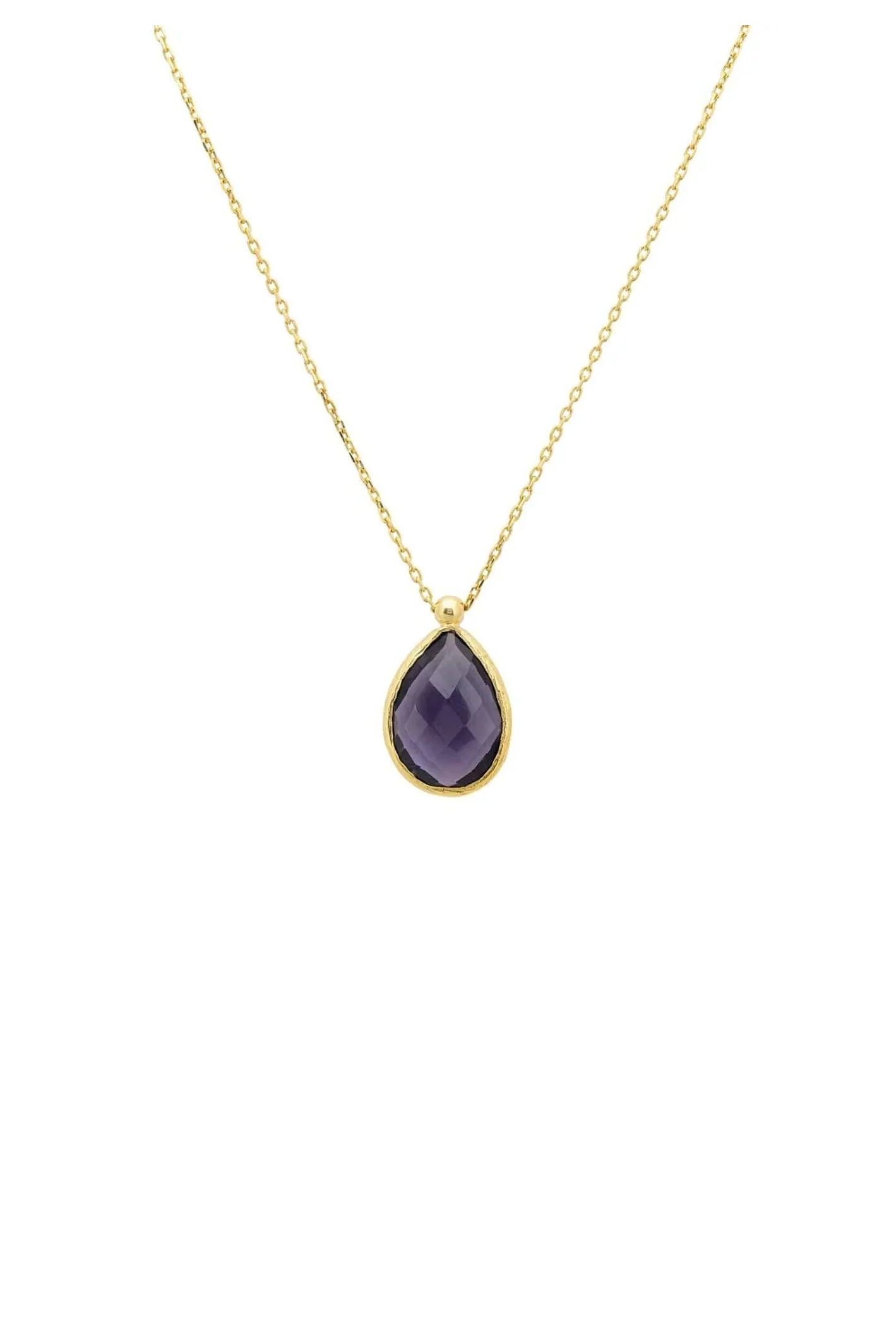 Petite Drop Necklace Gold Amethyst Hydro - LATELITA Necklaces