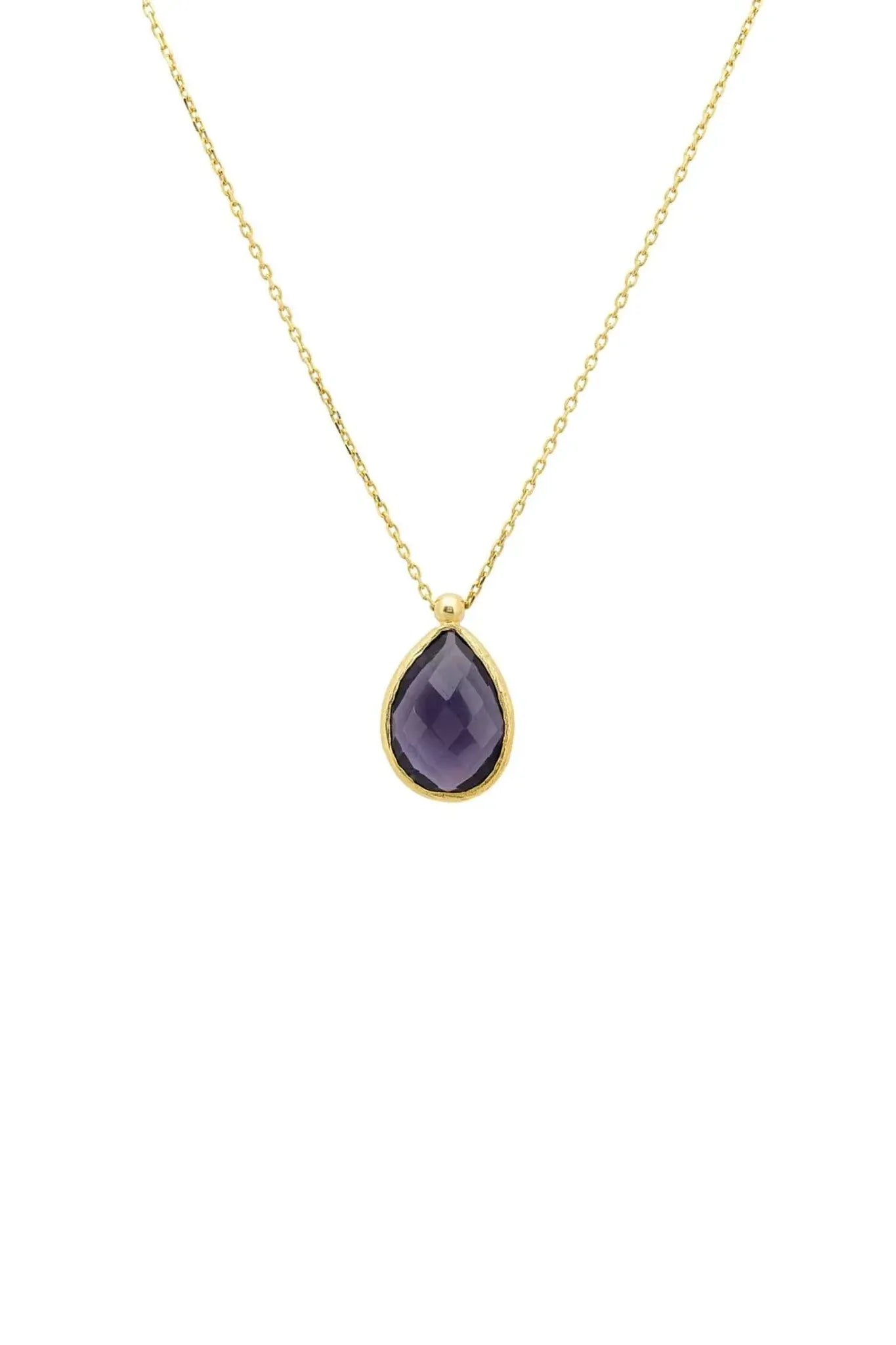 Petite Drop Necklace Gold Amethyst Hydro - LATELITA Necklaces