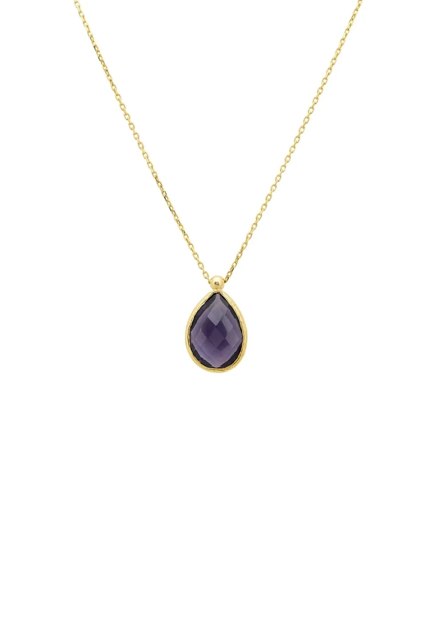 Petite Drop Necklace Gold Amethyst Hydro - LATELITA Necklaces