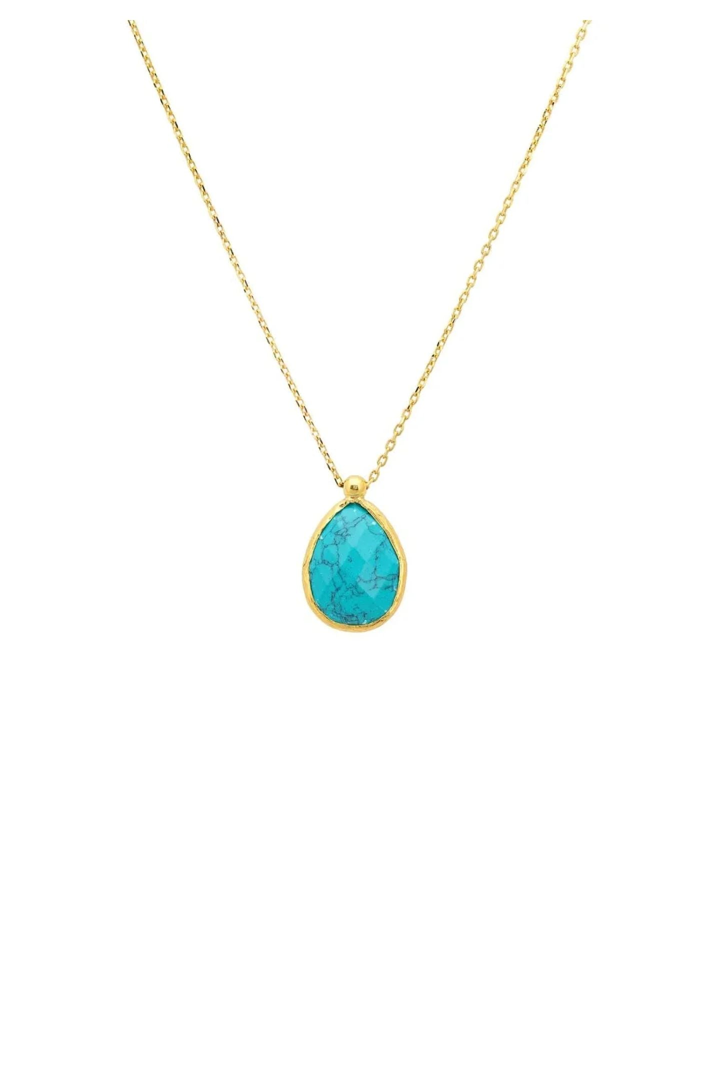 Petite Drop Necklace Gold Arizona Turquoise - LATELITA Necklaces