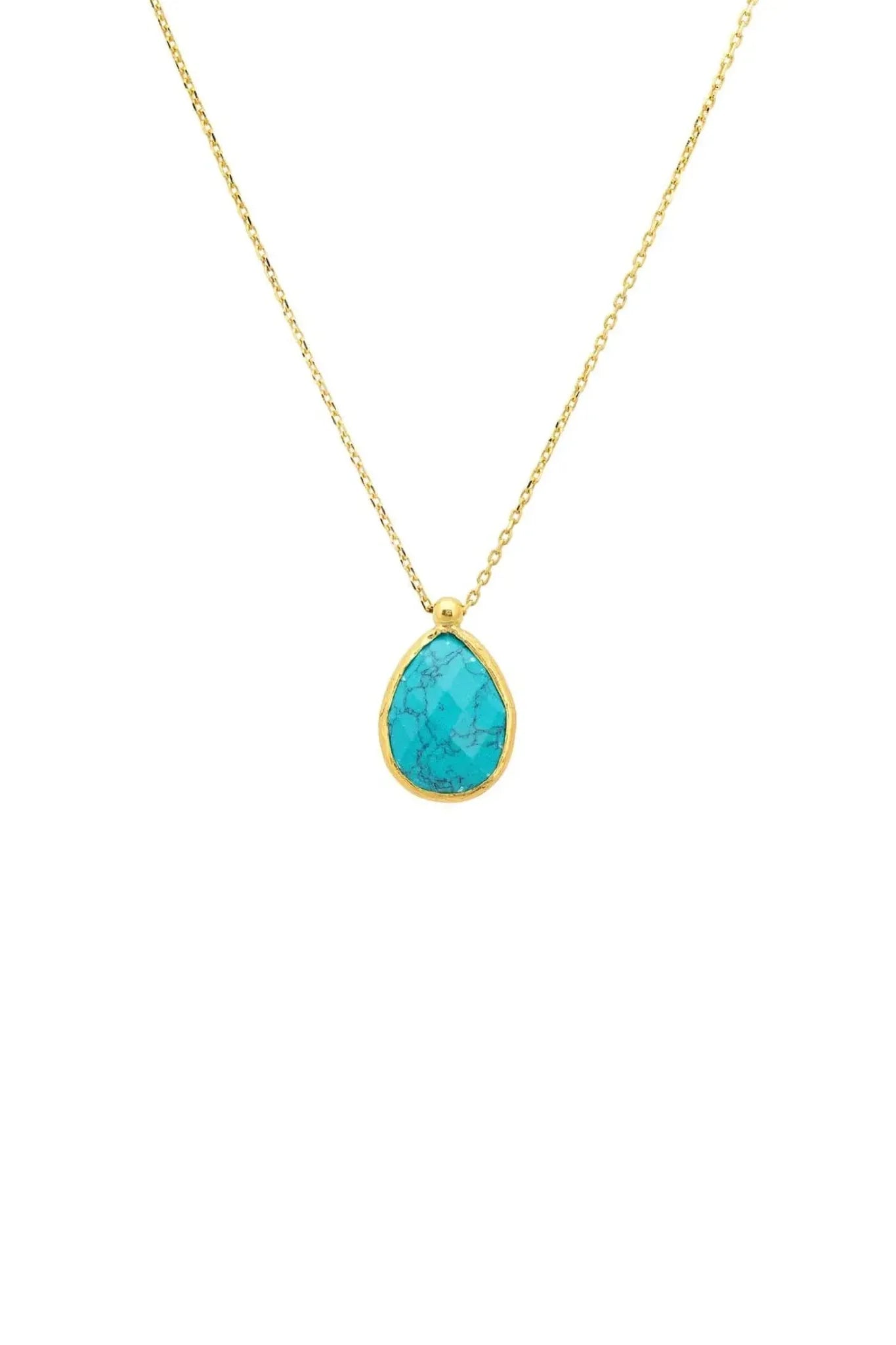 Petite Drop Necklace Gold Arizona Turquoise - LATELITA Necklaces