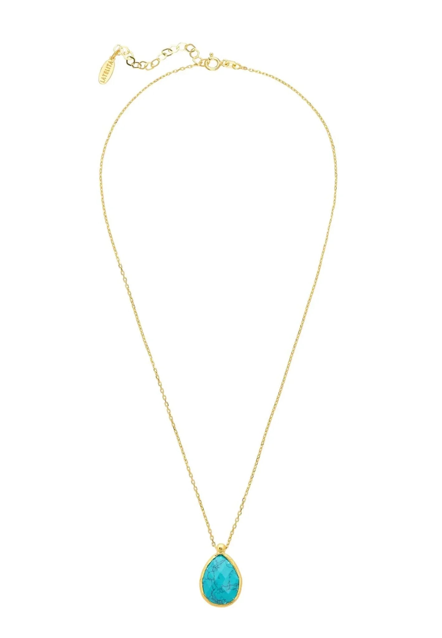 Petite Drop Necklace Gold Arizona Turquoise - LATELITA Necklaces