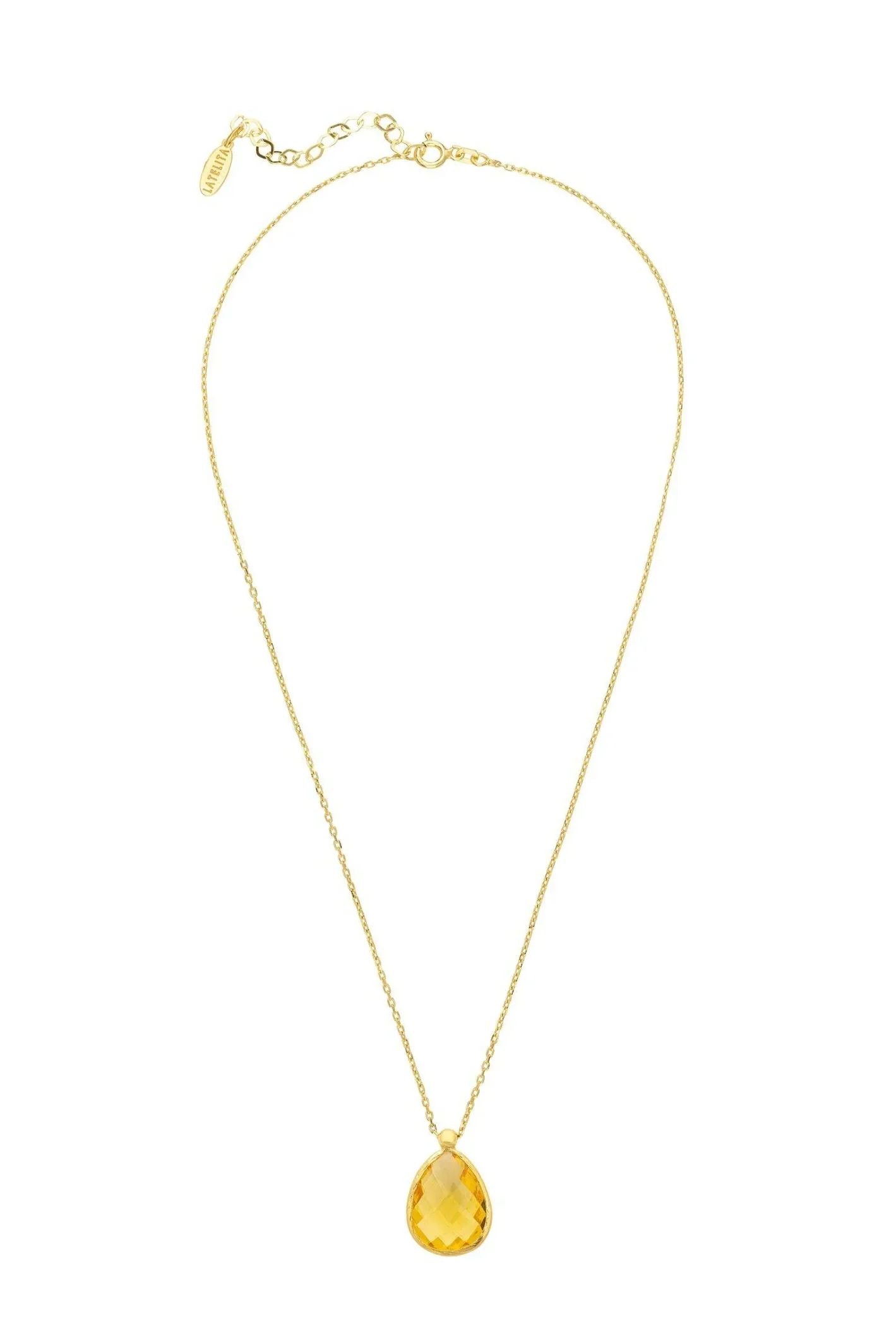 Petite Drop Necklace Gold Citrine Hydro - LATELITA Necklaces