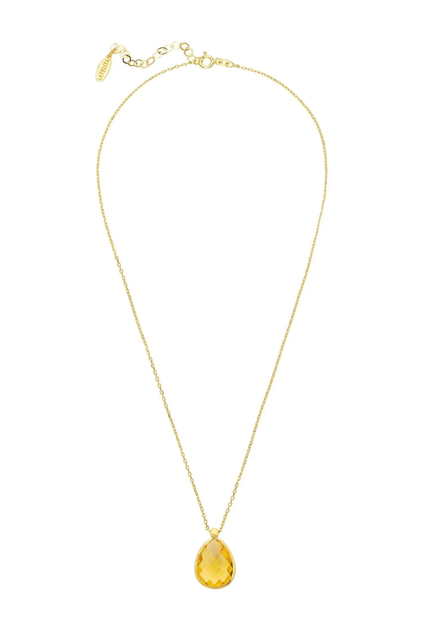 Petite Drop Necklace Gold Citrine Hydro - LATELITA Necklaces