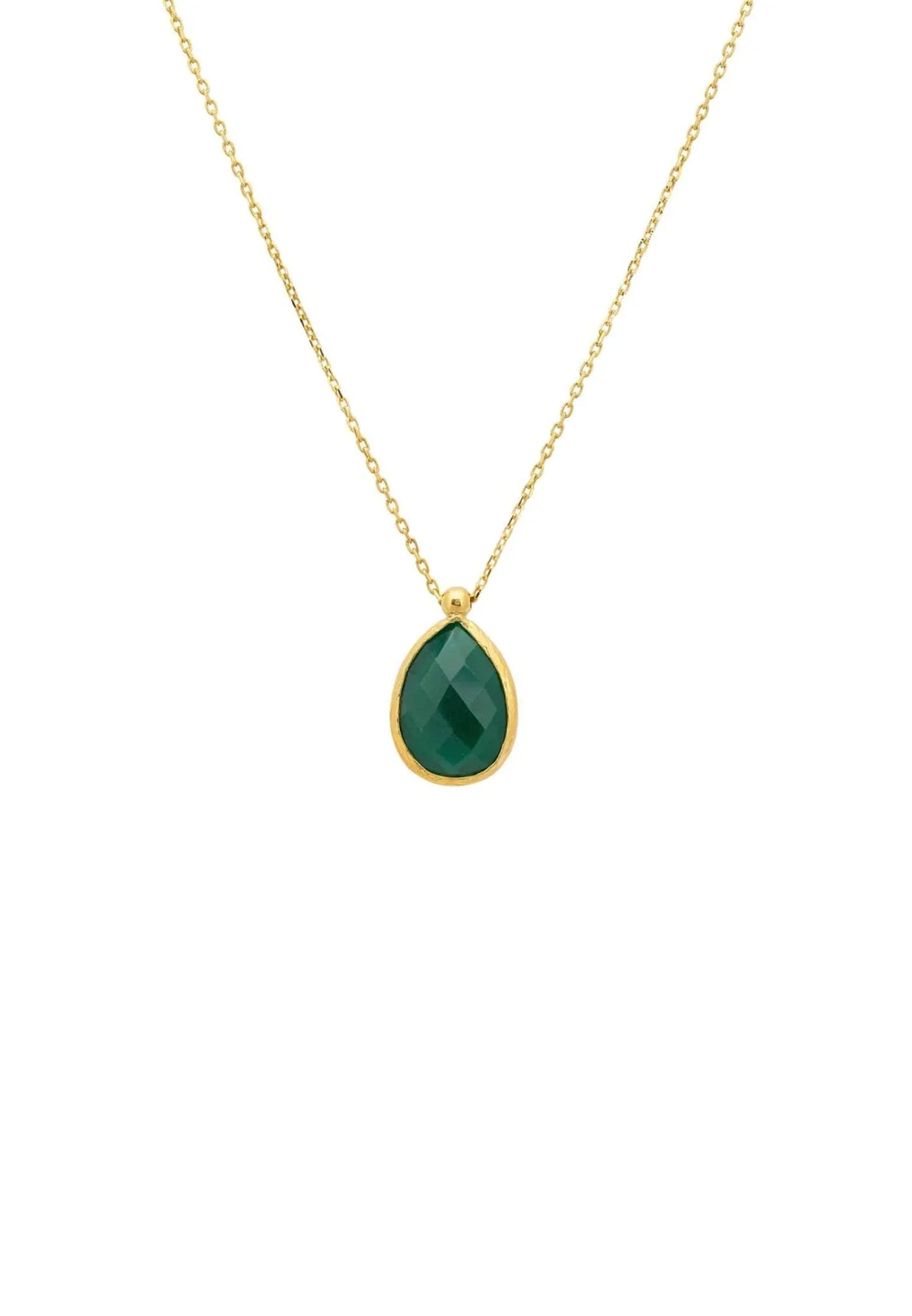 Petite Drop Necklace Gold Green Onyx - LATELITA Necklaces