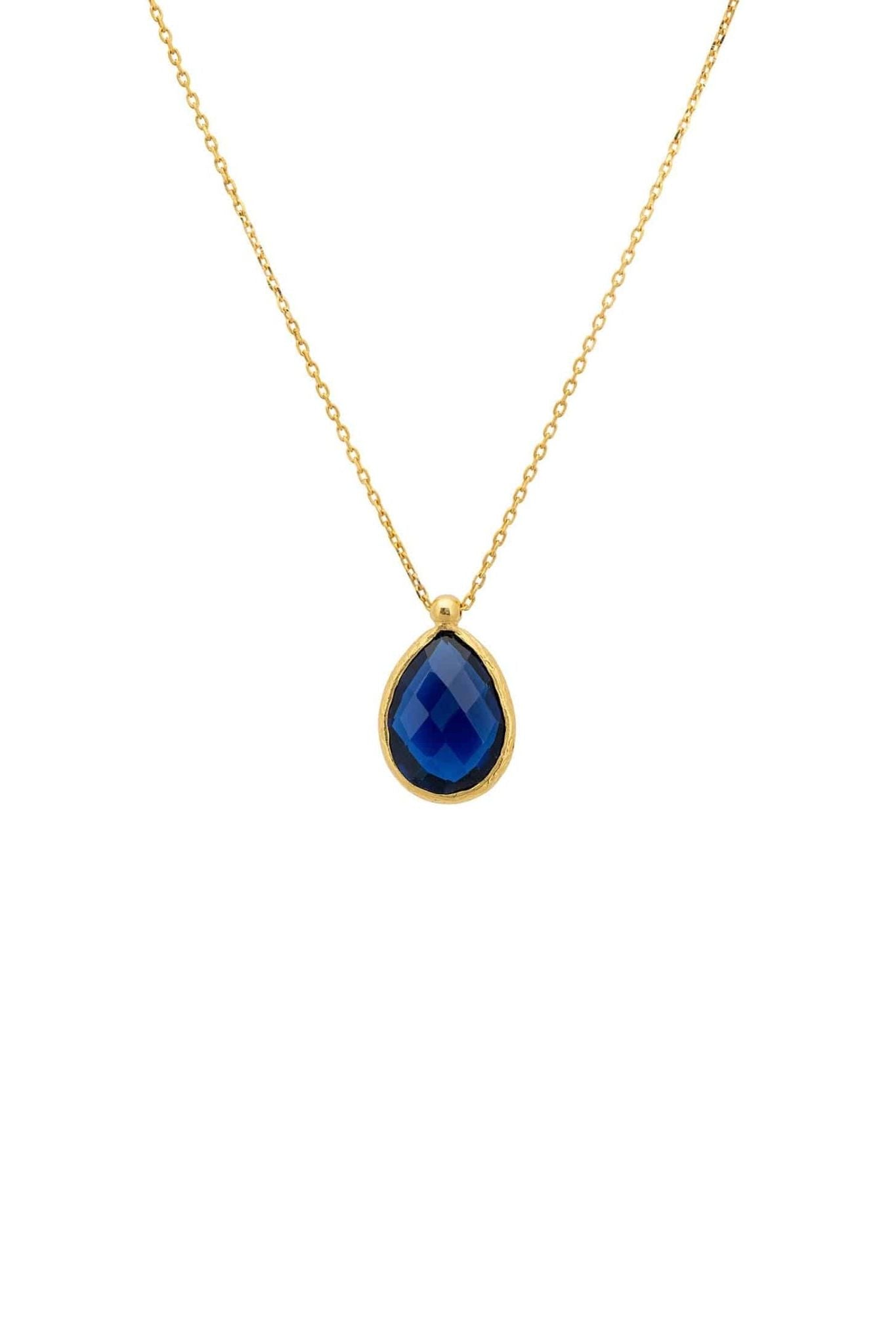 Petite Drop Necklace Gold Sapphire Hydro - LATELITA Necklaces