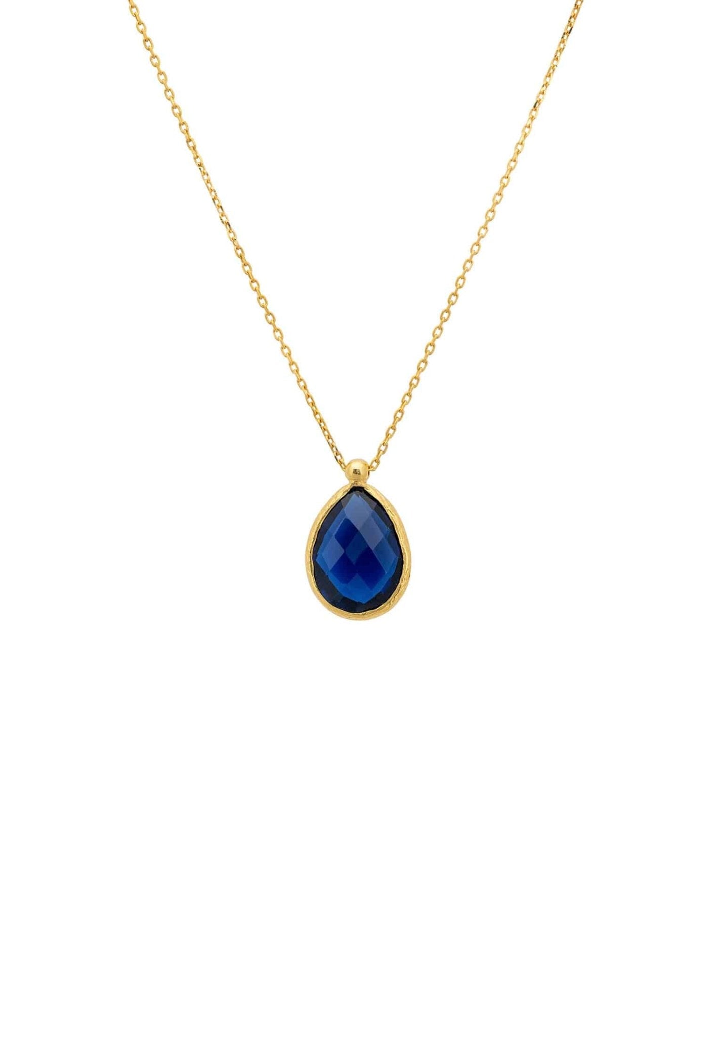Petite Drop Necklace Gold Sapphire Hydro - LATELITA Necklaces