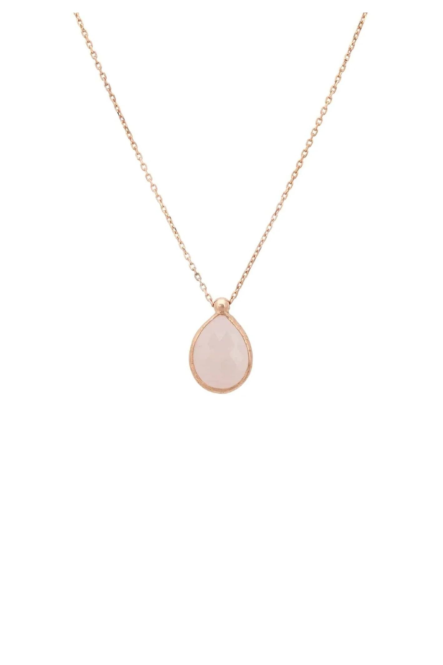 Petite Drop Necklace Rosegold Rose Quartz - LATELITA Necklaces