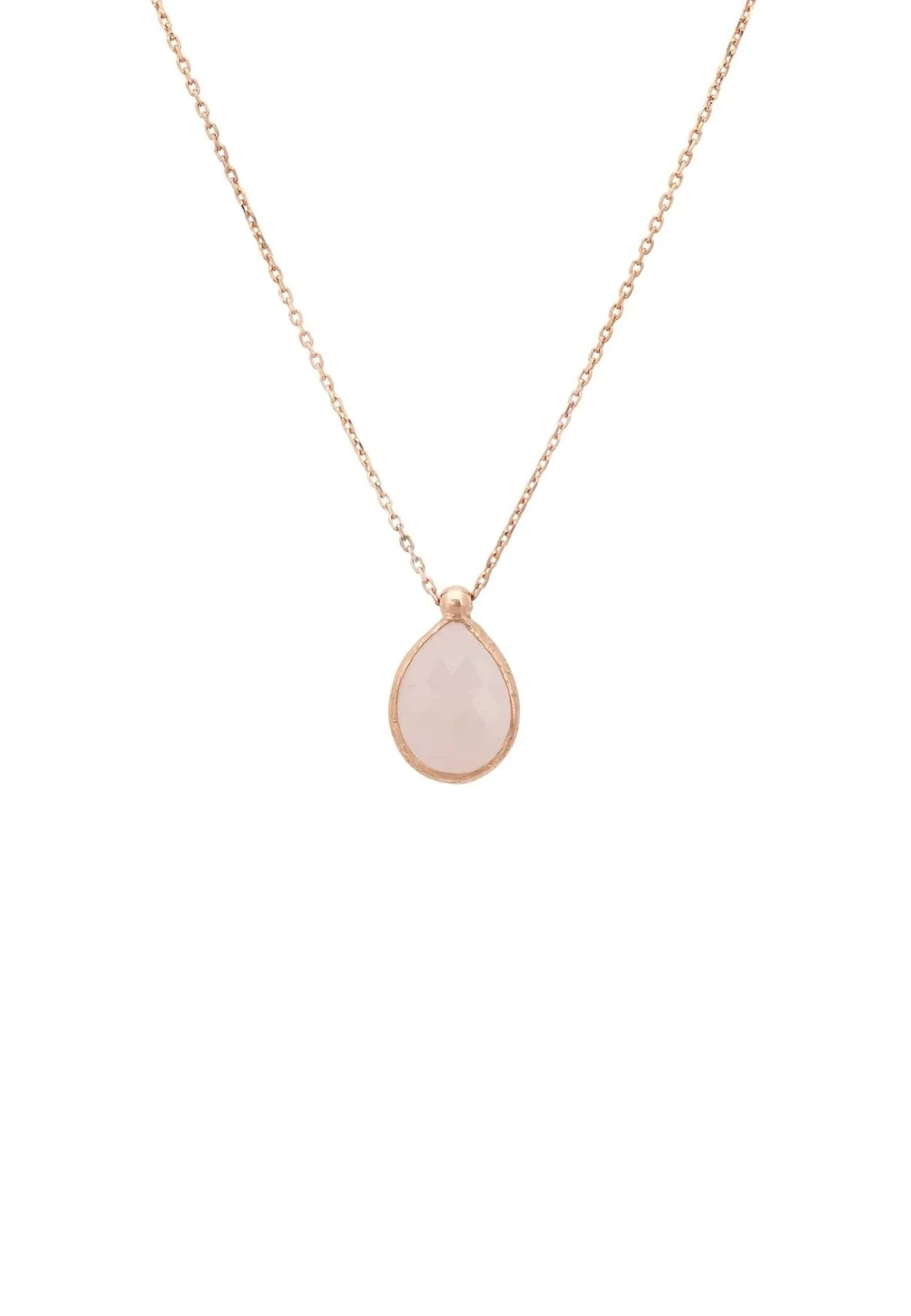 Petite Drop Necklace Rosegold Rose Quartz - LATELITA Necklaces
