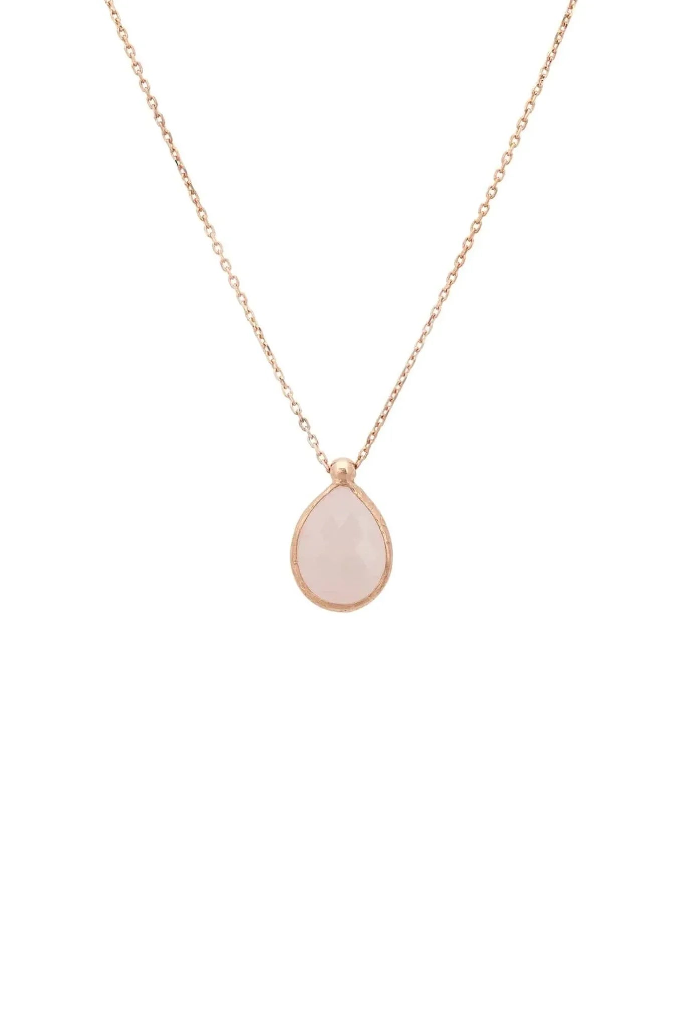 Petite Drop Necklace Rosegold Rose Quartz - LATELITA Necklaces