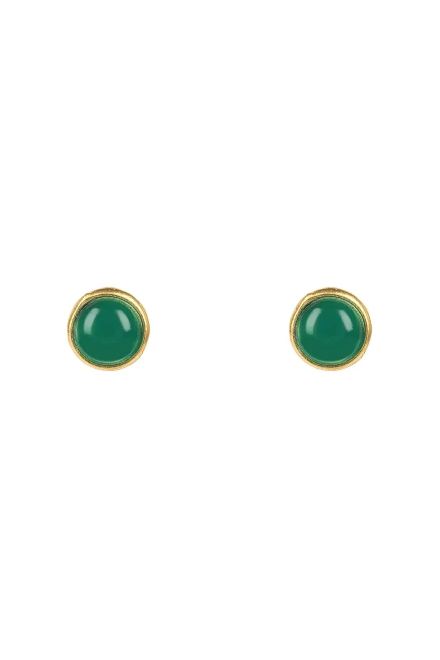 Petite Gemstone Earrings Gold Green Onyx - LATELITA Earrings