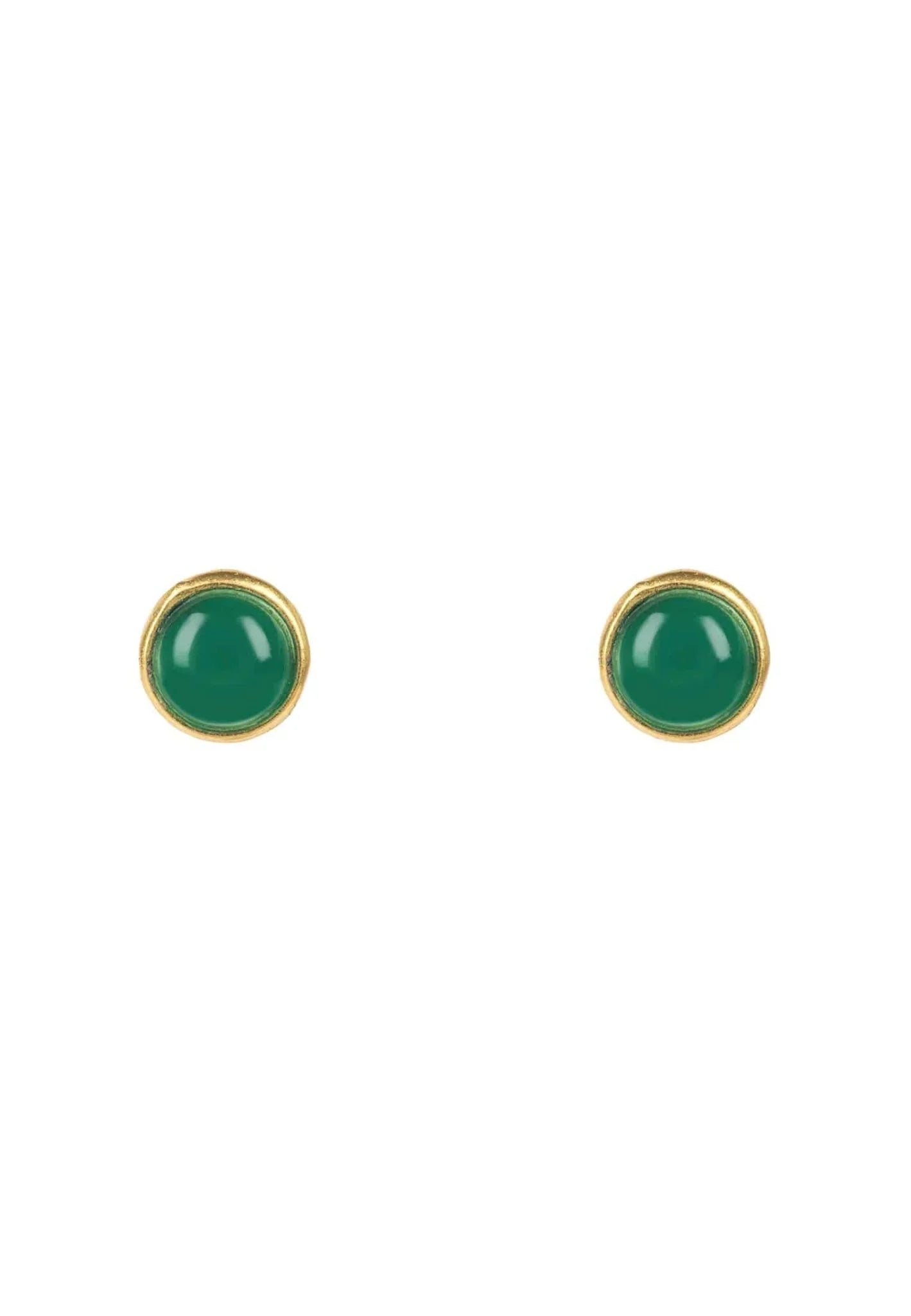Petite Gemstone Earrings Gold Green Onyx - LATELITA Earrings