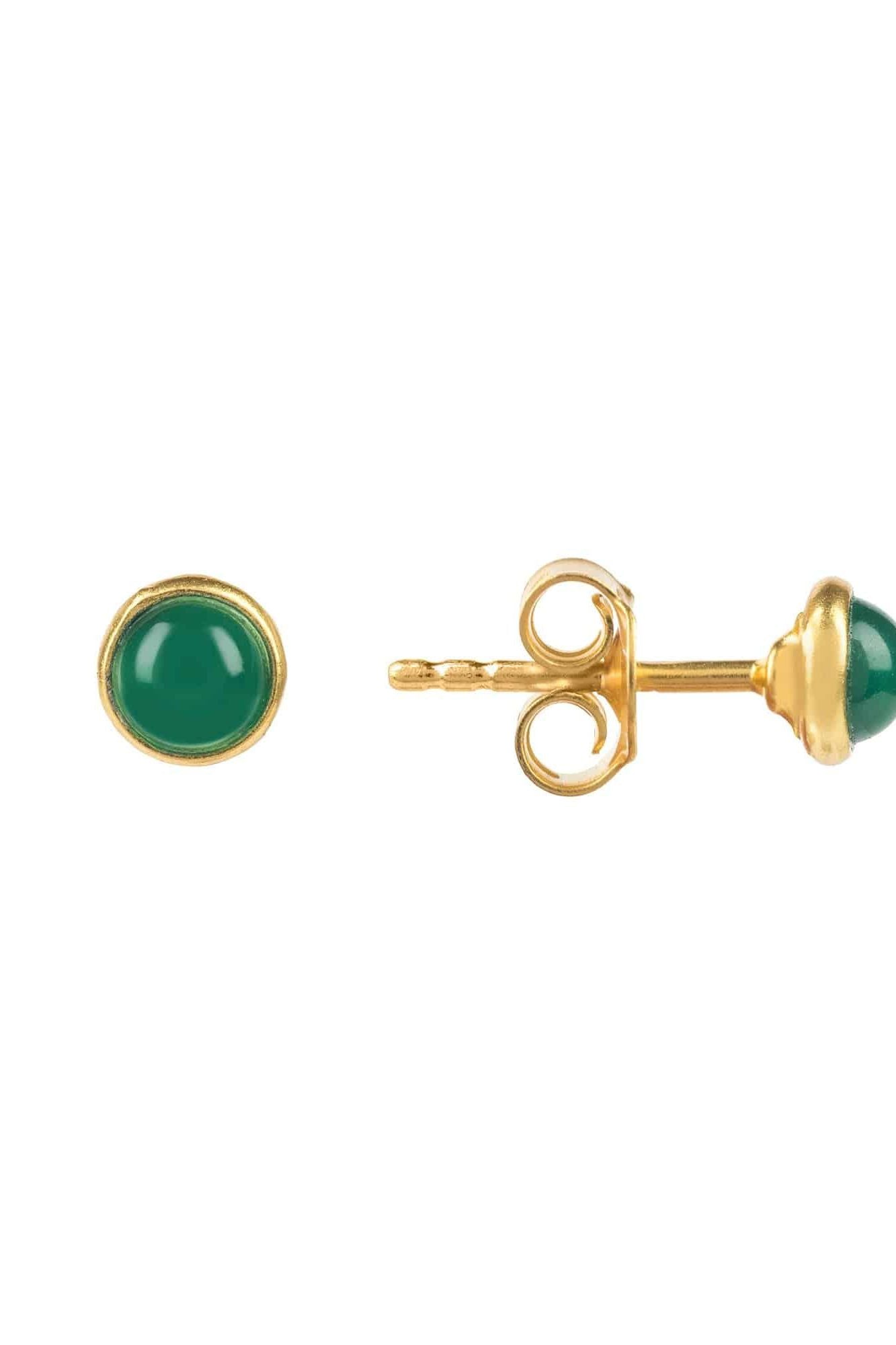 Petite Gemstone Earrings Gold Green Onyx - LATELITA Earrings
