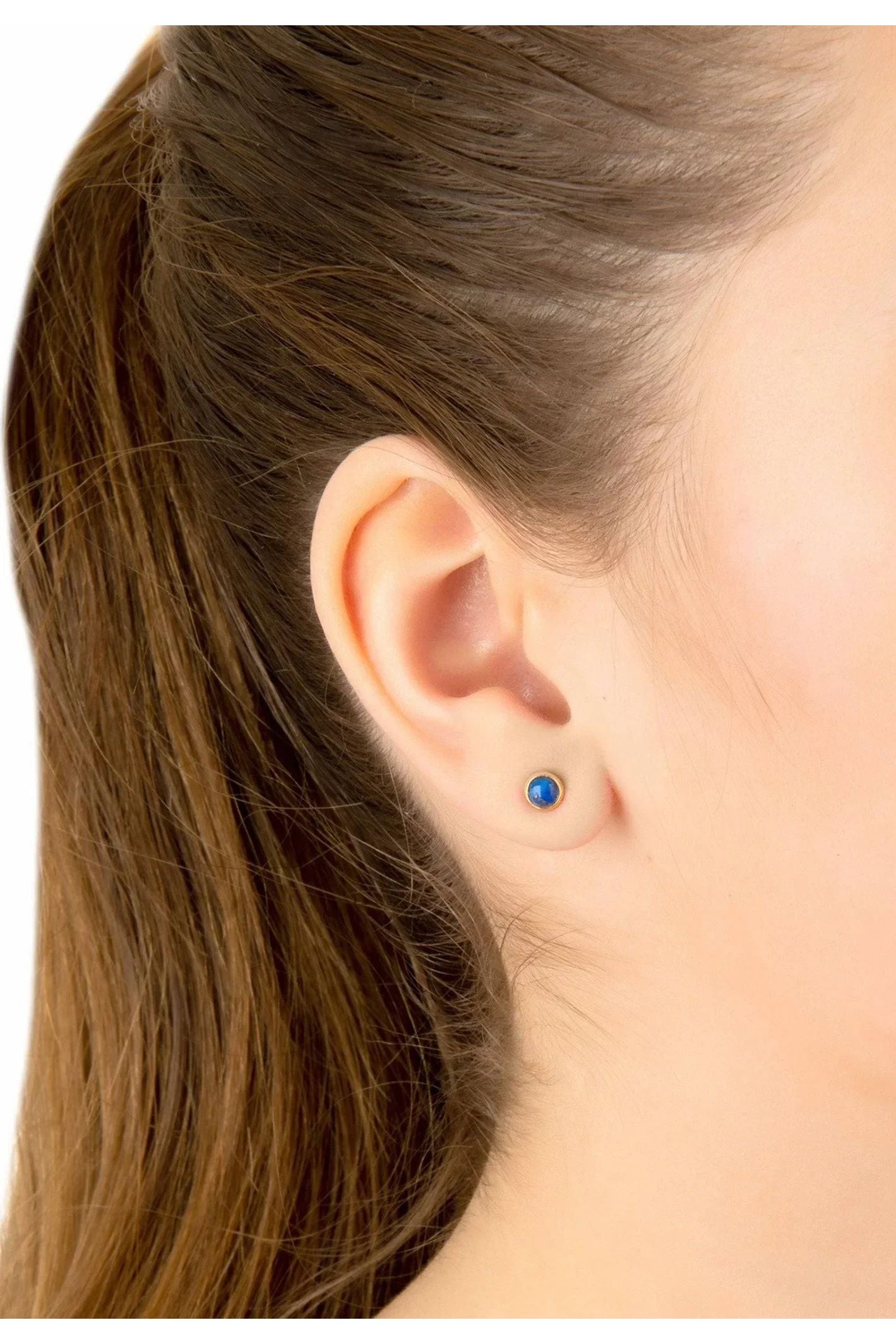 Petite Gemstone Earrings Gold Lapis Lazuli - LATELITA Earrings