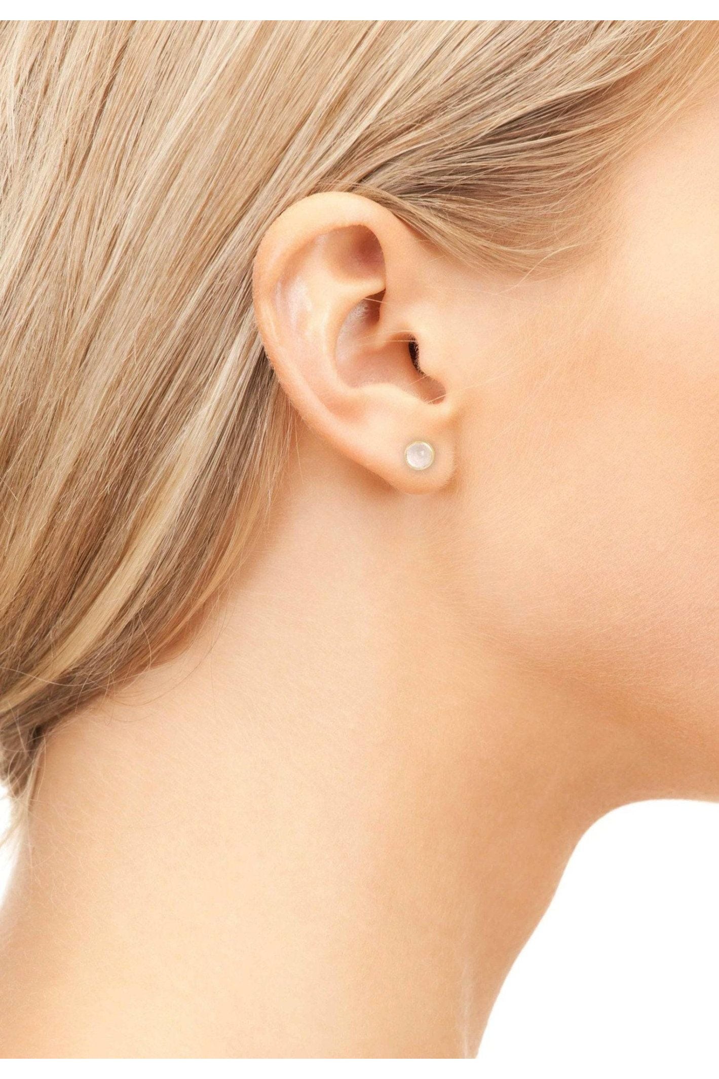 Petite Gemstone Earrings Rosegold Rose Quartz - LATELITA Earrings