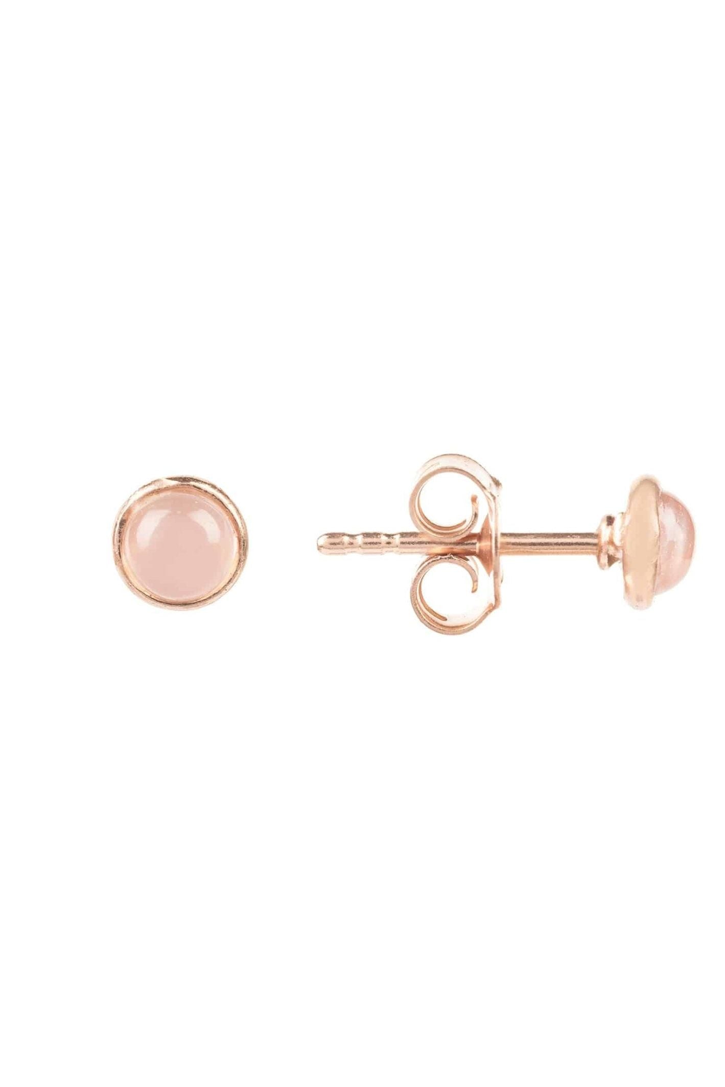 Petite Gemstone Earrings Rosegold Rose Quartz - LATELITA Earrings