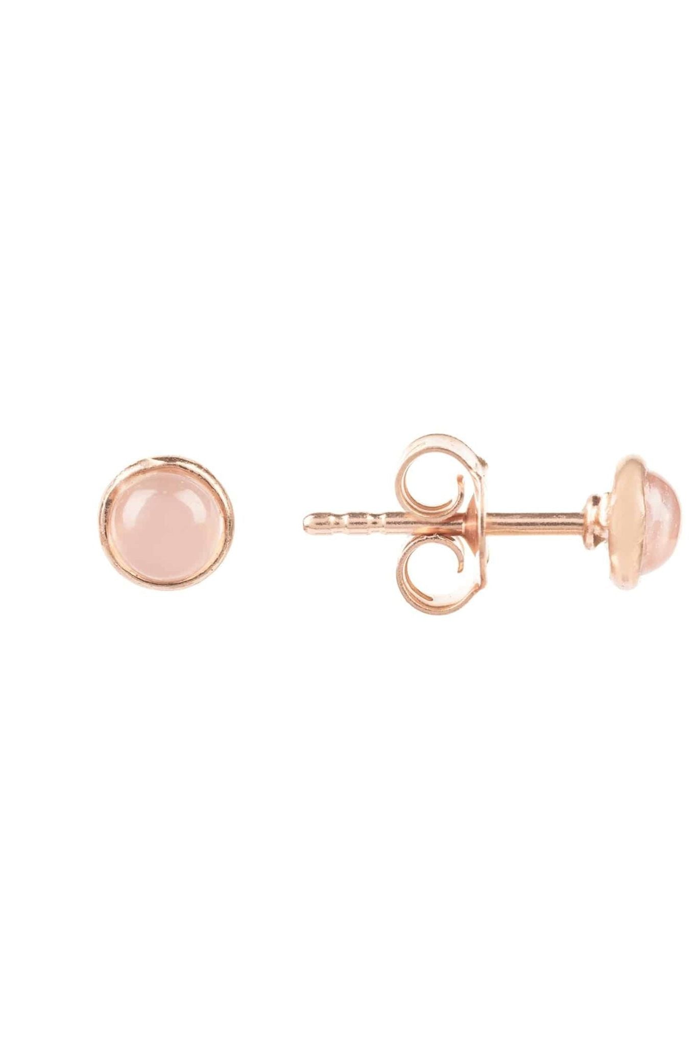 Petite Gemstone Earrings Rosegold Rose Quartz - LATELITA Earrings