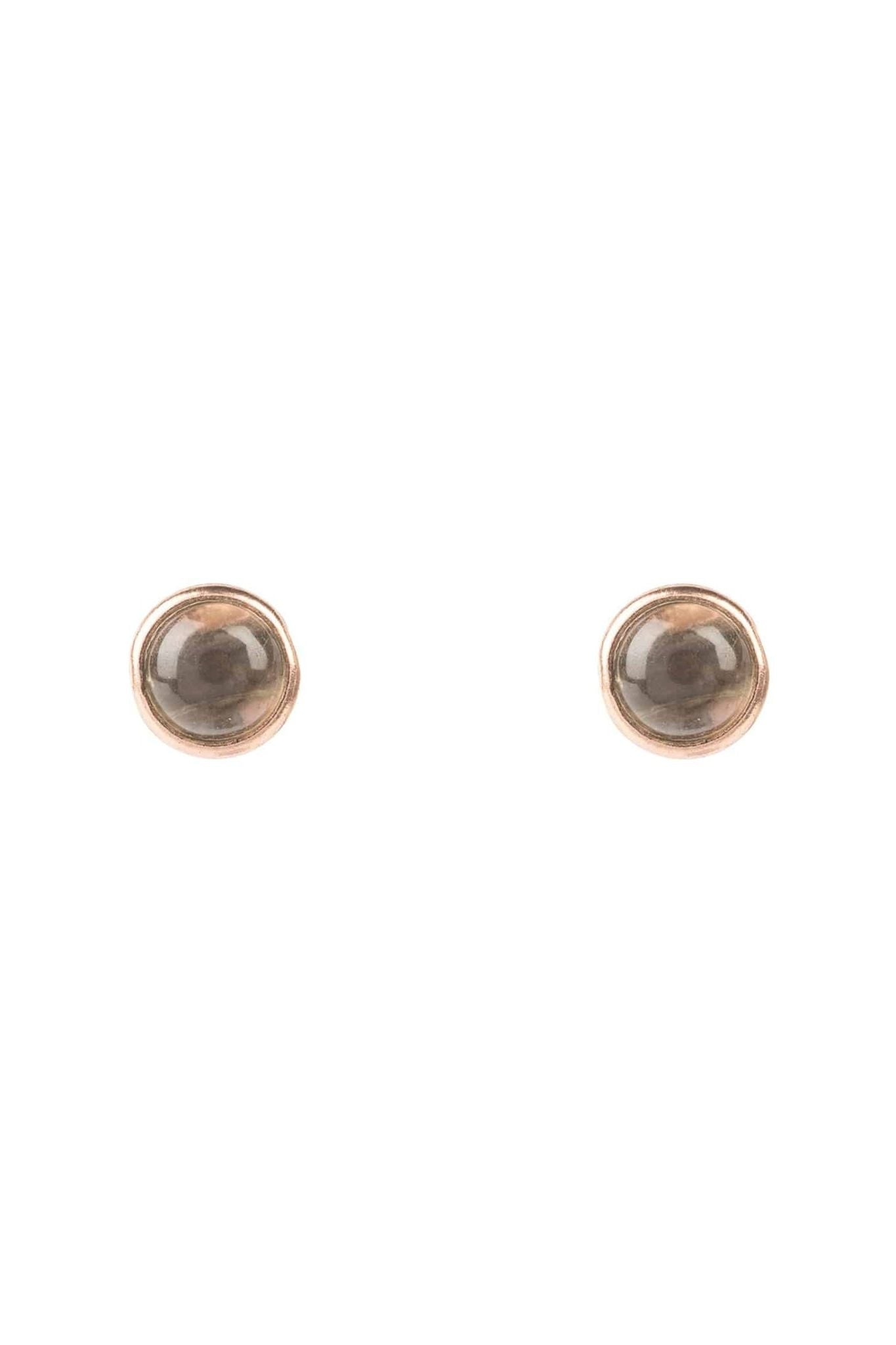 Petite Gemstone Earrings Rosegold Smokey Quartz - LATELITA Earrings