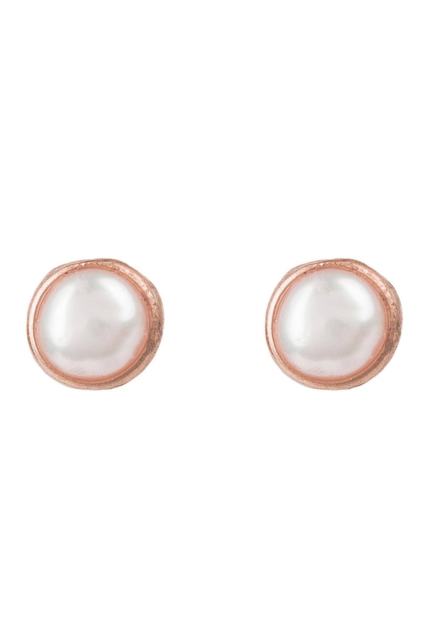Petite Gemstone Earrings Rosegold White Pearl - LATELITA Earrings