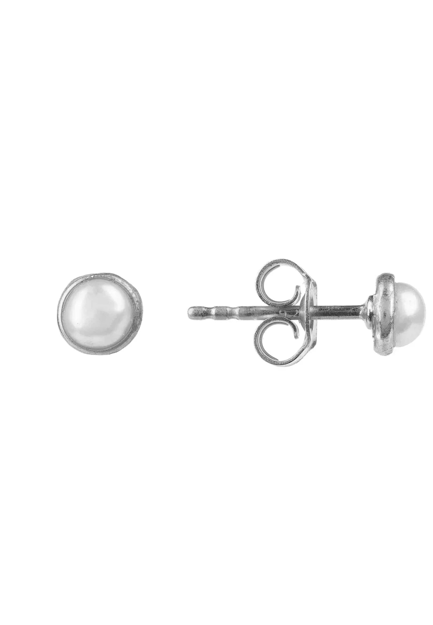 Petite Gemstone Earrings Sterling Silver White Pearl - LATELITA Earrings