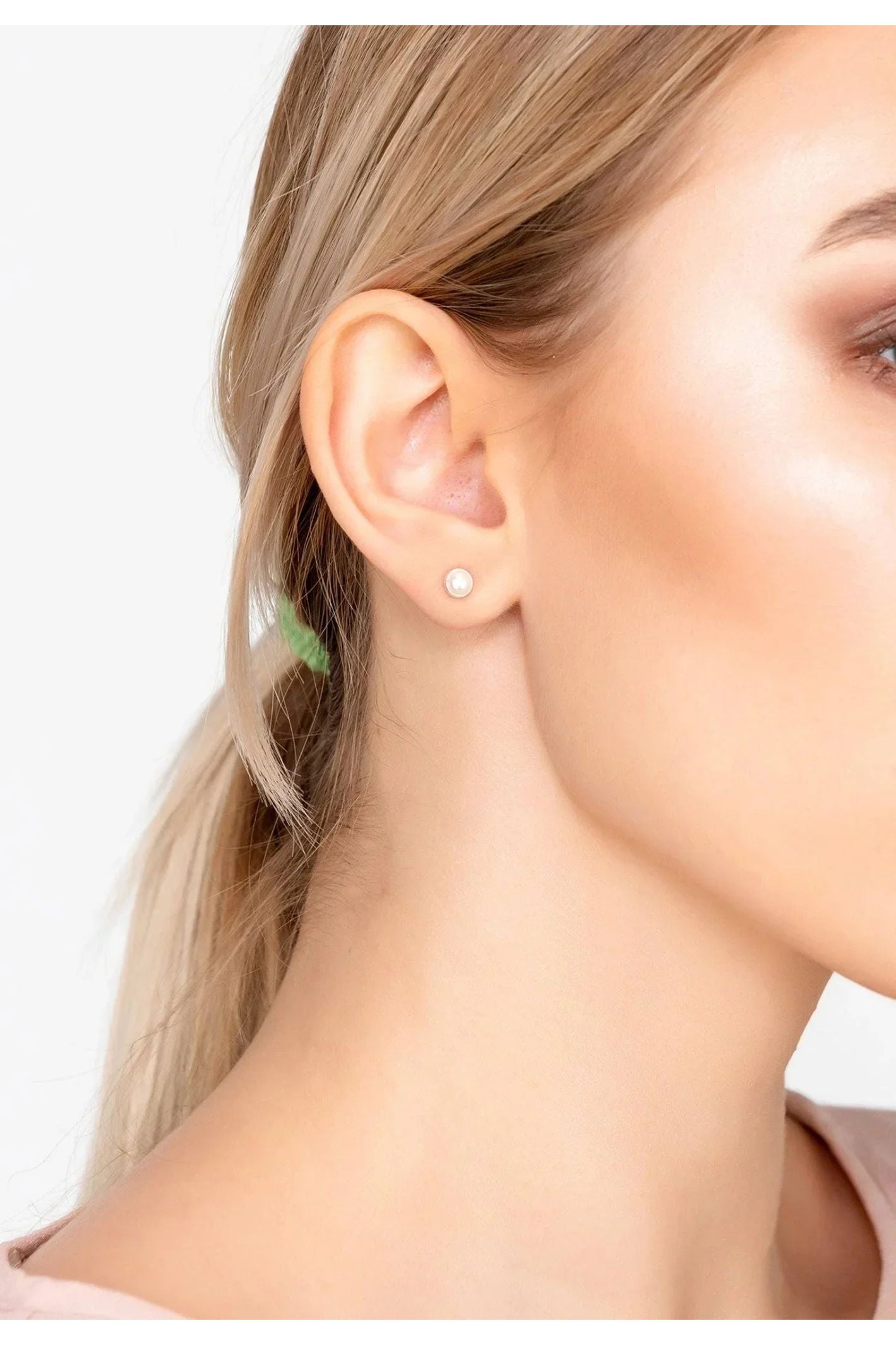 Petite Gemstone Earrings Sterling Silver White Pearl - LATELITA Earrings