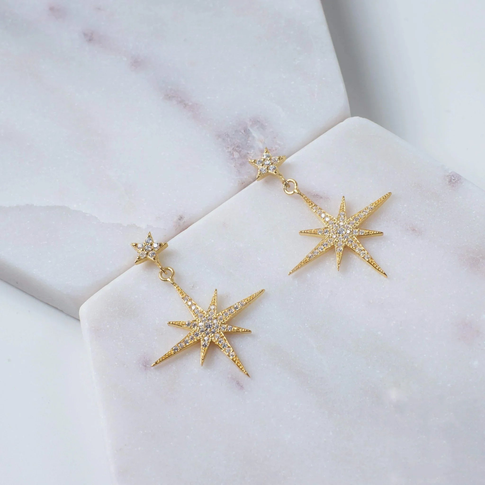 Petite Star Burst Drop Earrings Gold - LATELITA Earrings