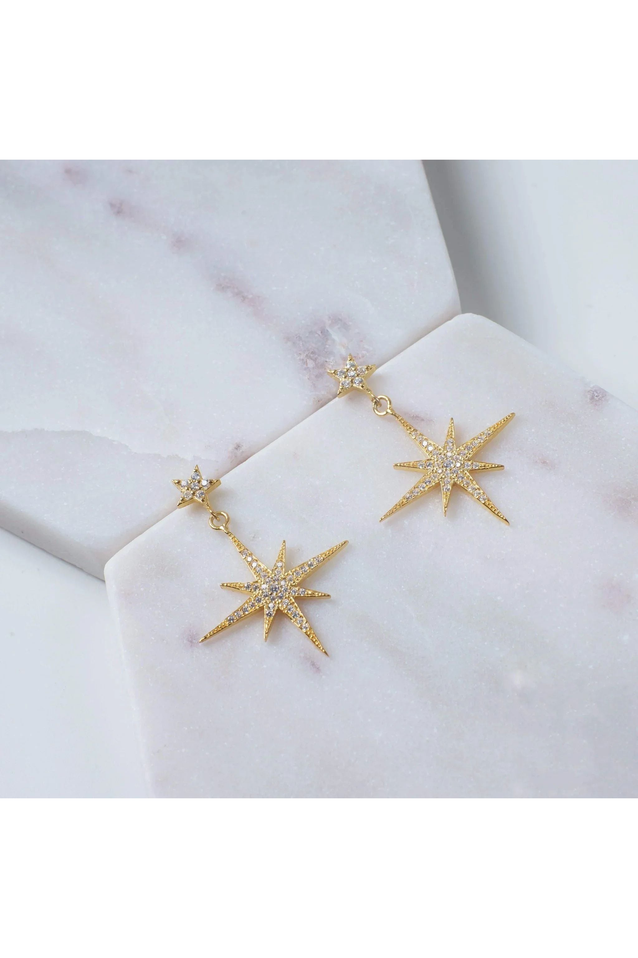 Petite Star Burst Drop Earrings Gold - LATELITA Earrings