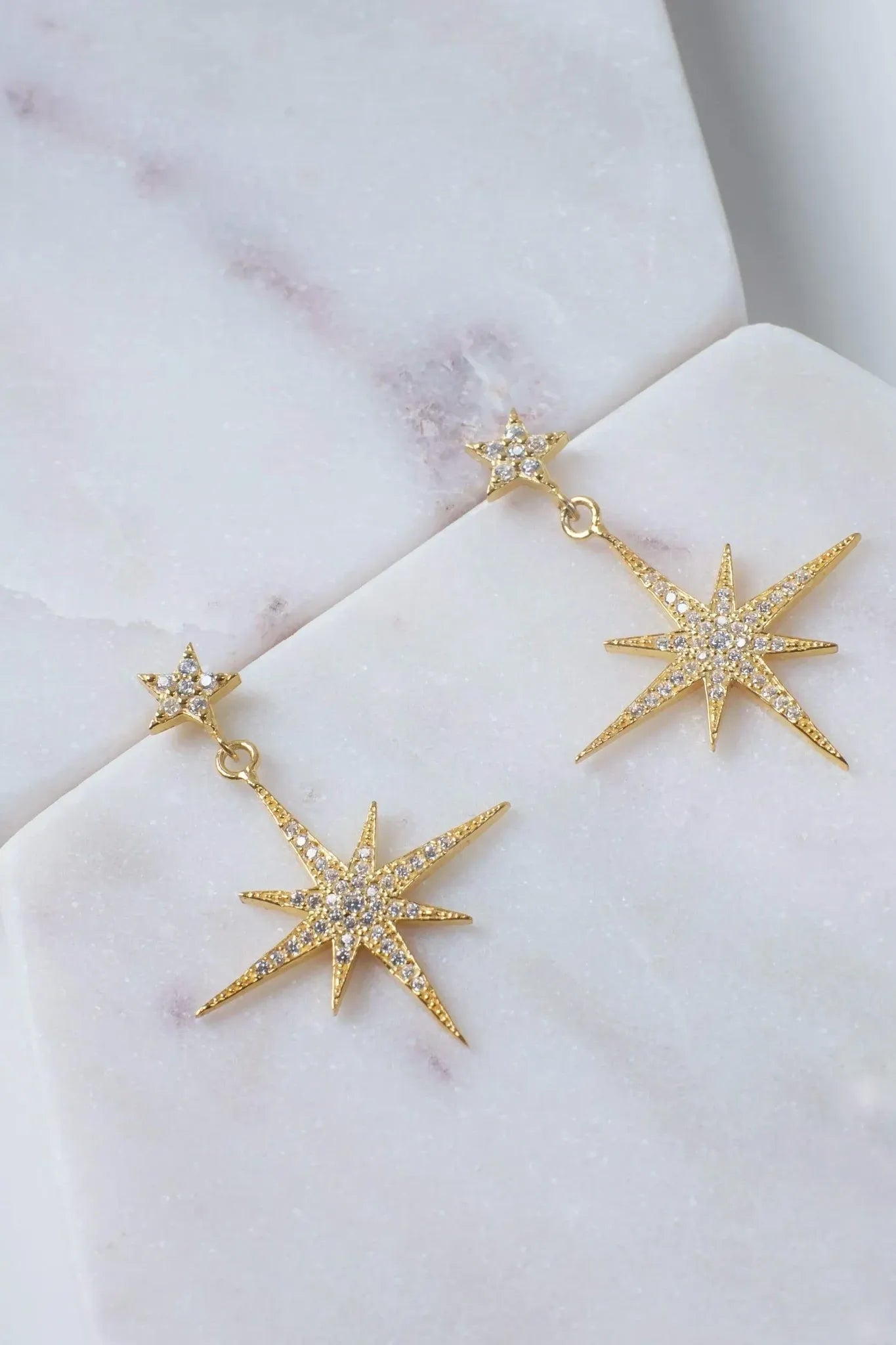 Petite Star Burst Drop Earrings Gold - LATELITA Earrings