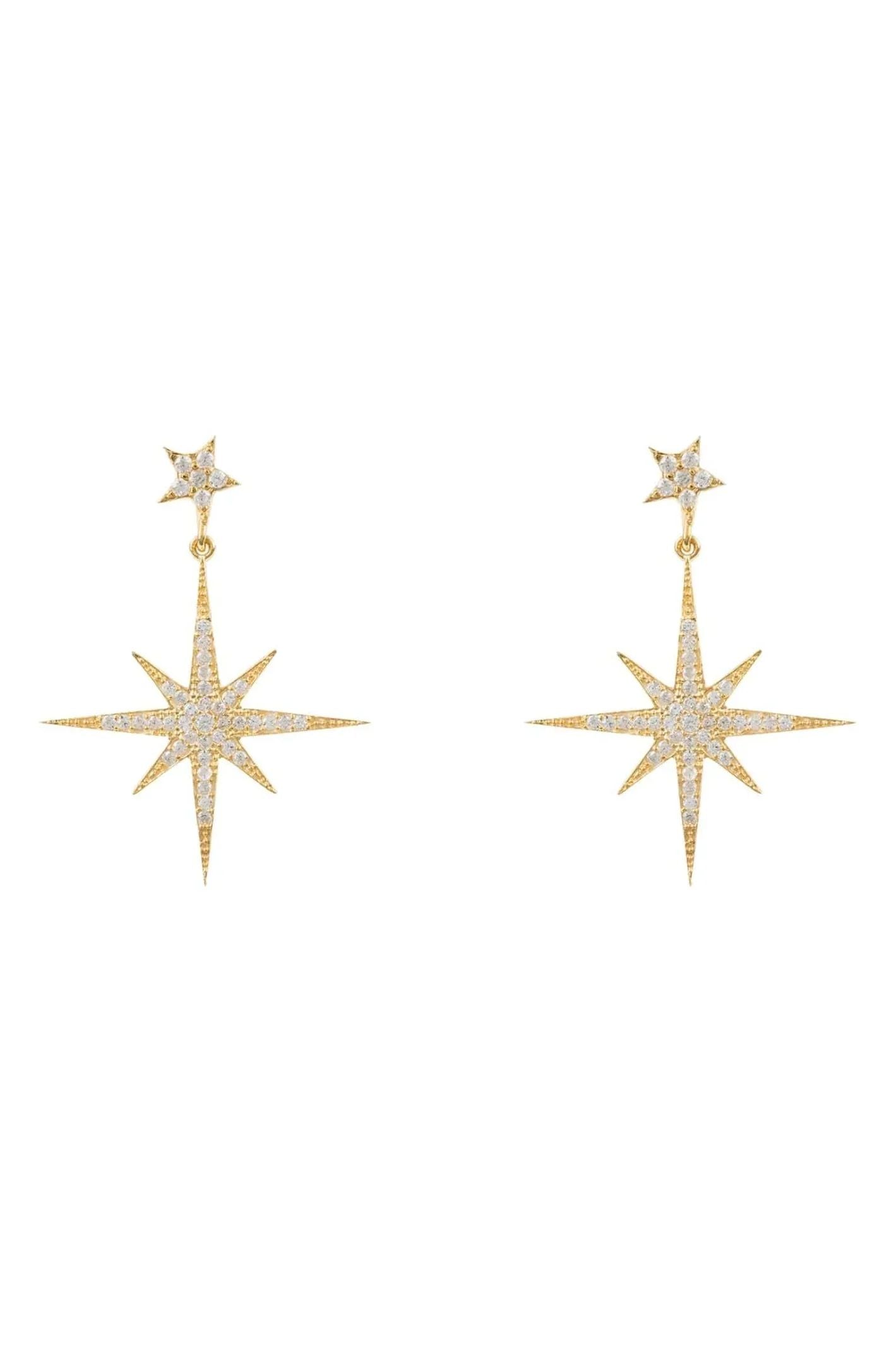 Petite Star Burst Drop Earrings Gold - LATELITA Earrings