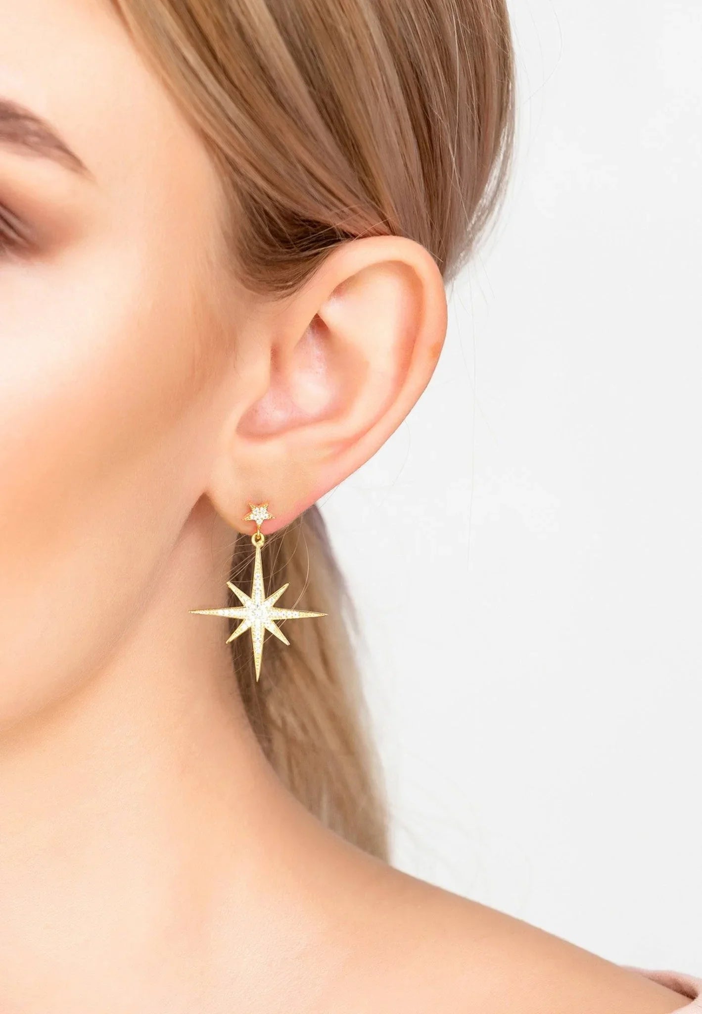 Petite Star Burst Drop Earrings Gold - LATELITA Earrings