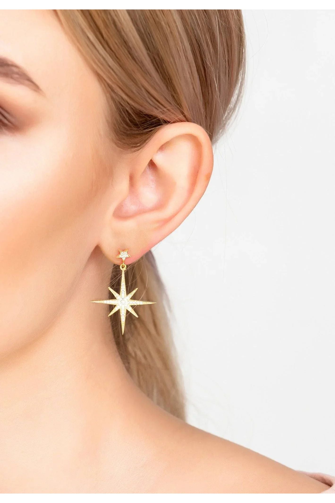 Petite Star Burst Drop Earrings Gold - LATELITA Earrings
