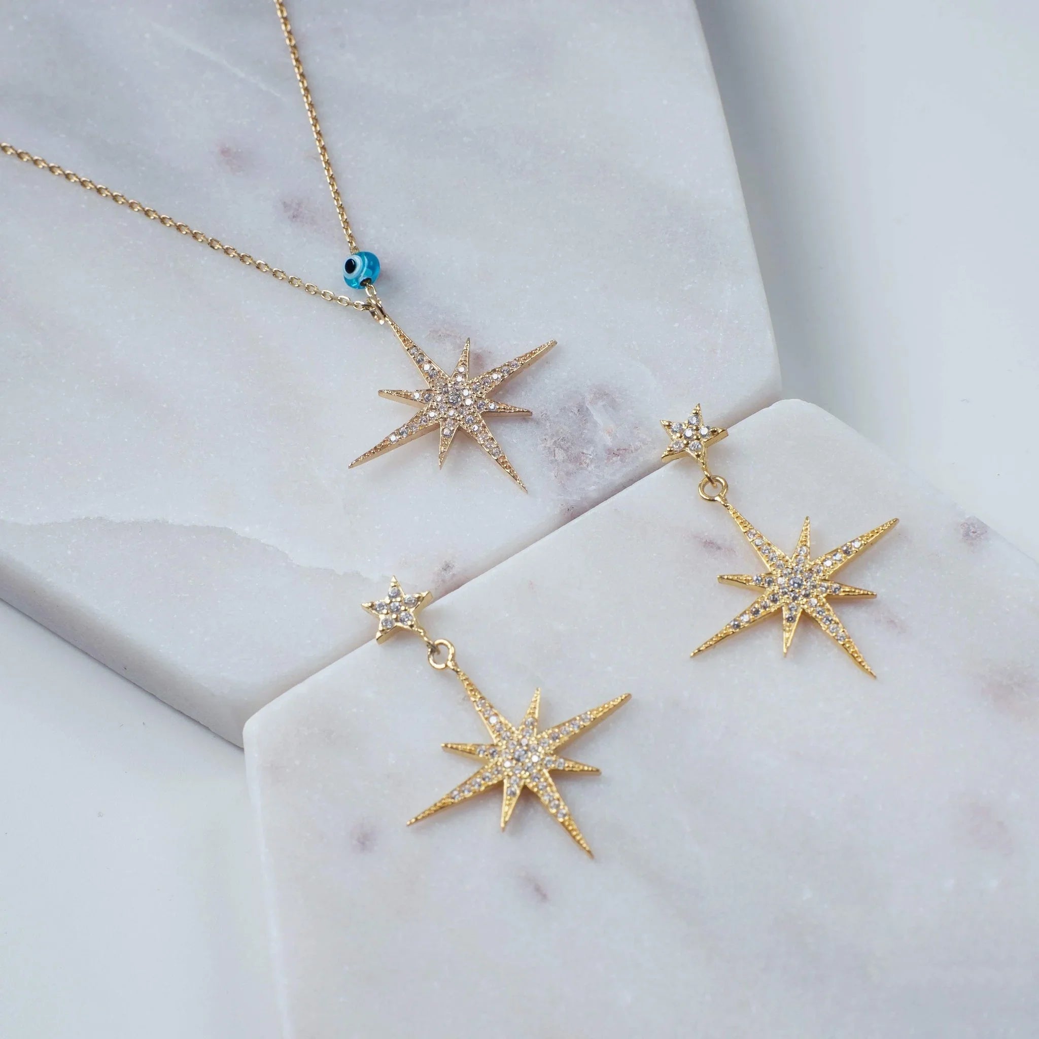Petite Star Burst Drop Earrings Gold - LATELITA Earrings